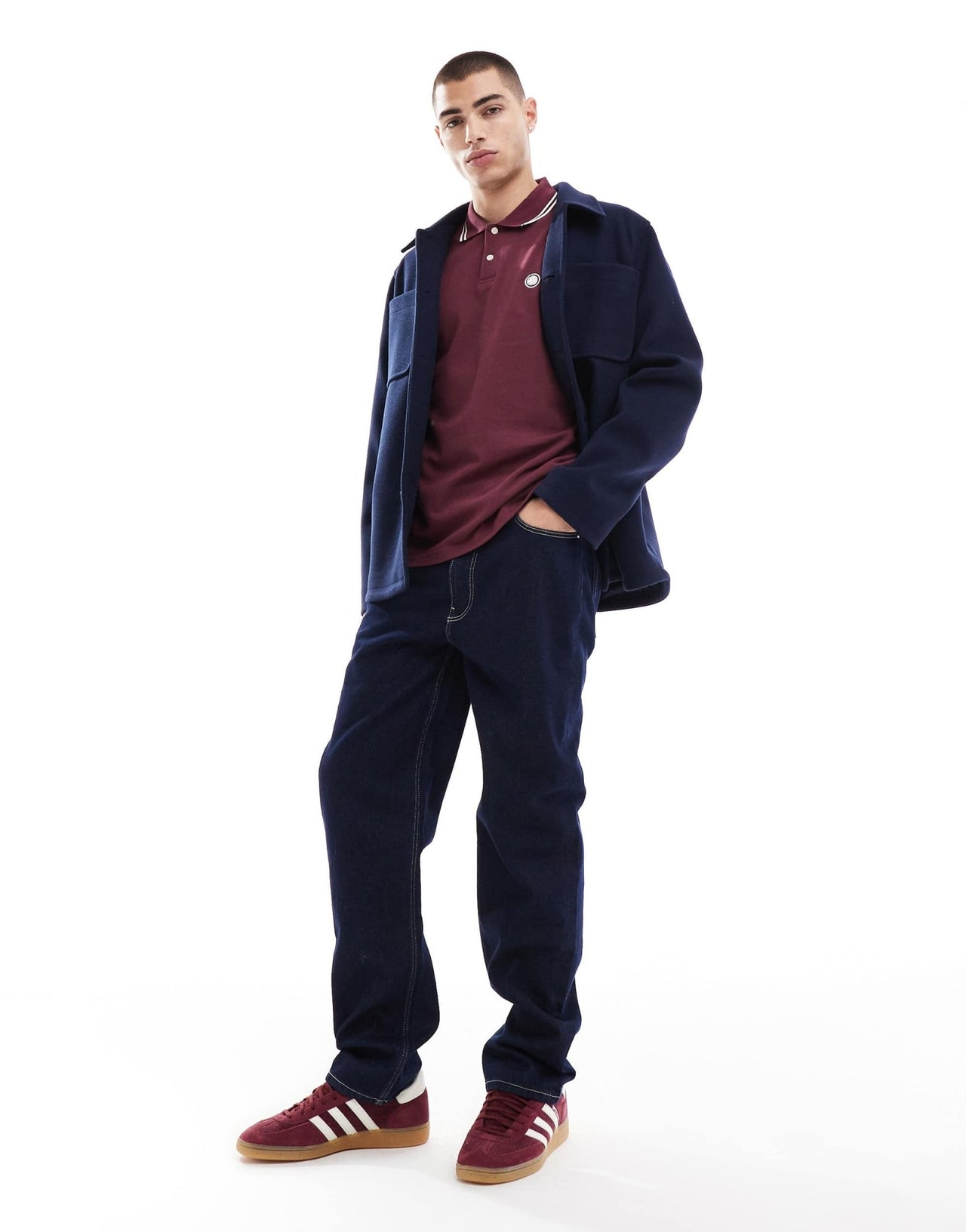Pretty Green logo polo with tipping detail in burgundy - ASOS Sample Sale