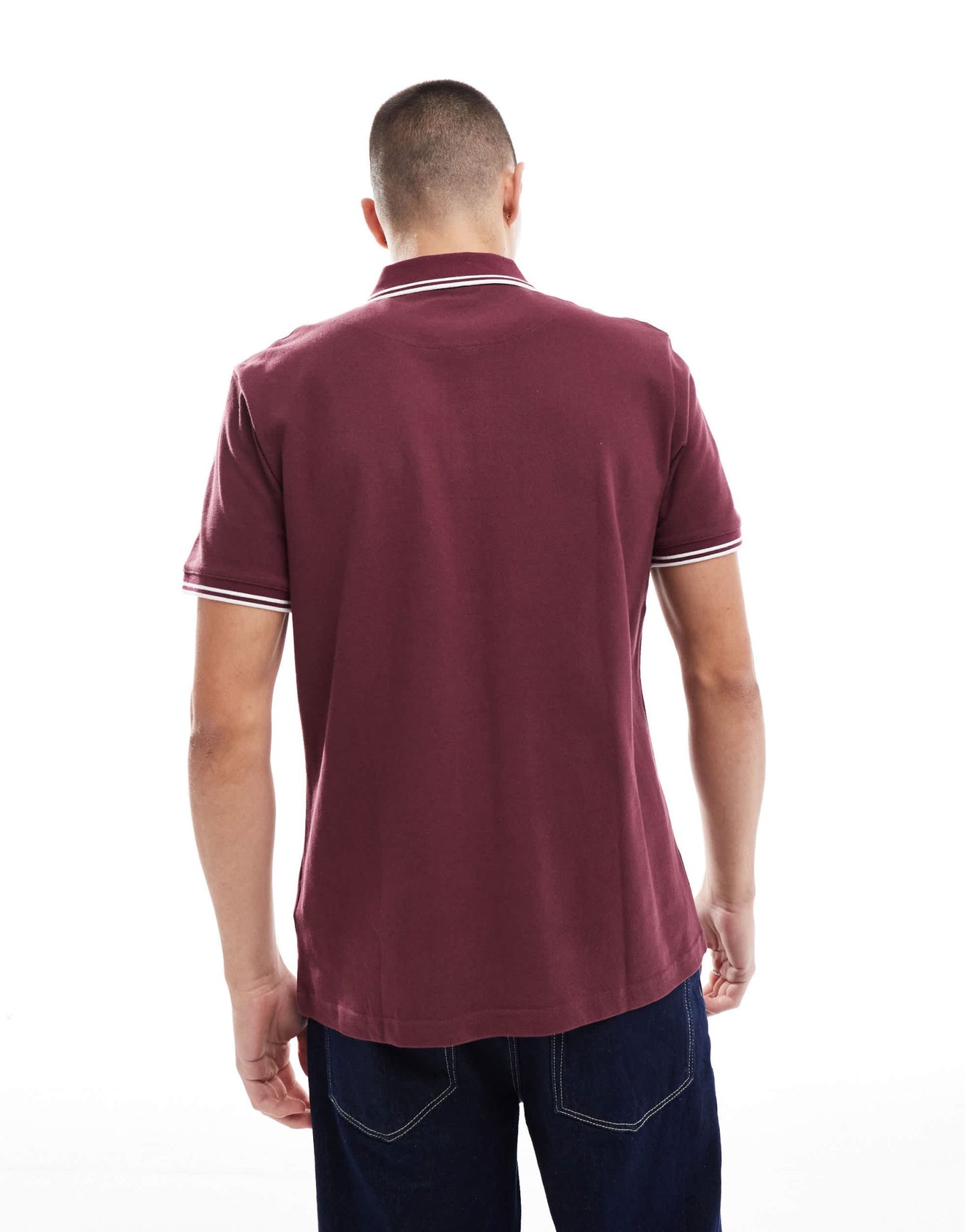 Pretty Green logo polo with tipping detail in burgundy - ASOS Sample Sale