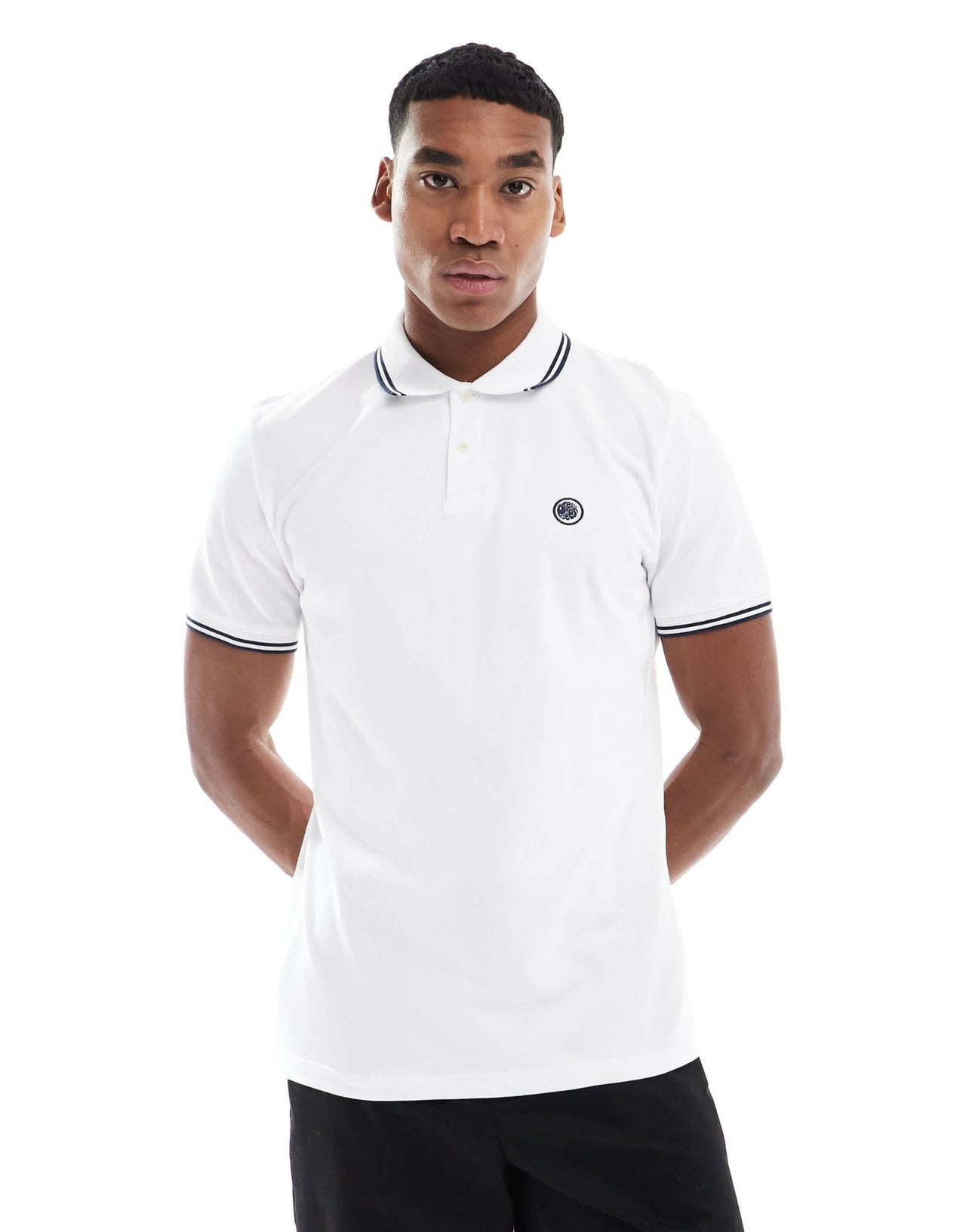 Pretty Green logo polo with tipping in white - ASOS Sample Sale