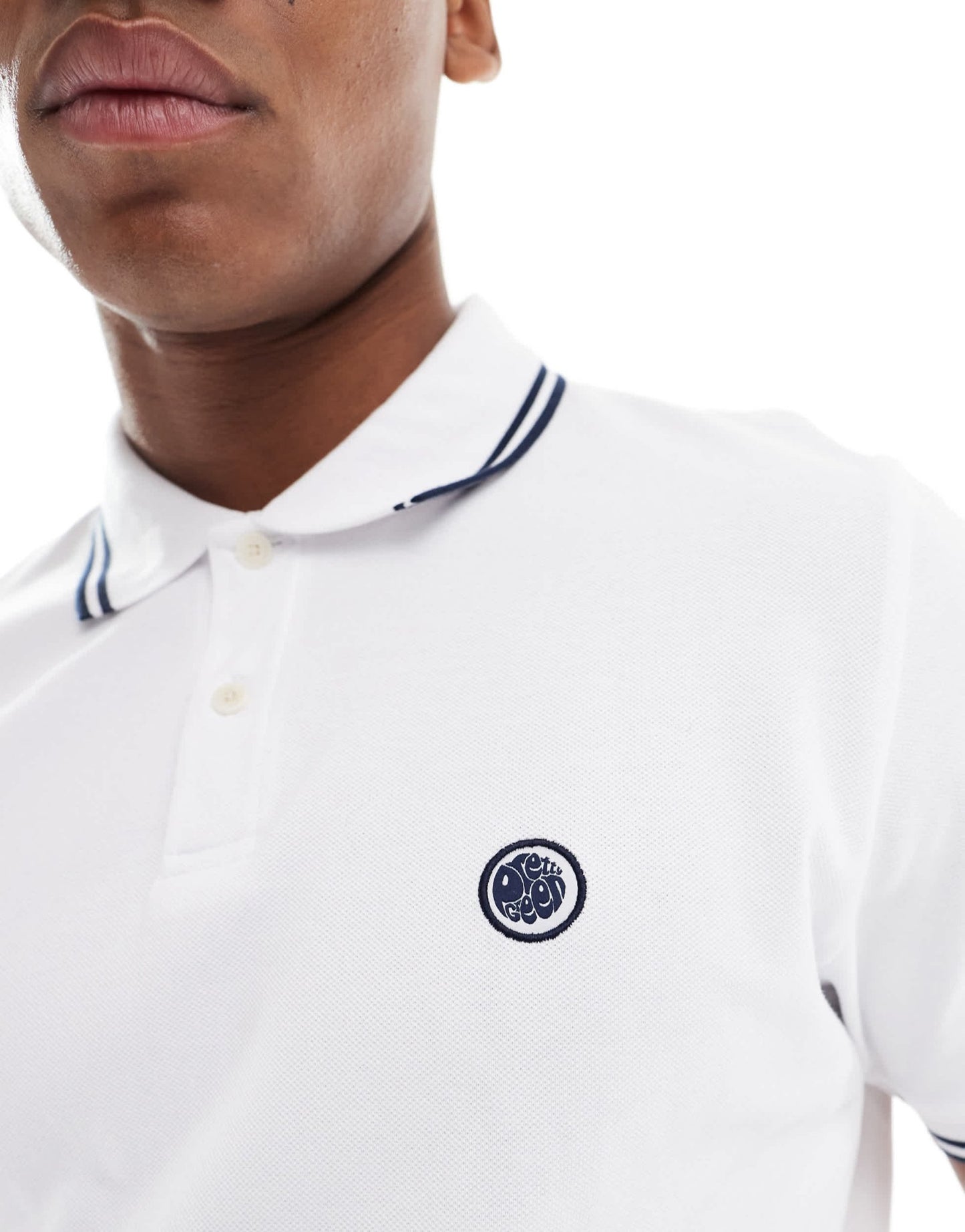 Pretty Green logo polo with tipping in white - ASOS Sample Sale