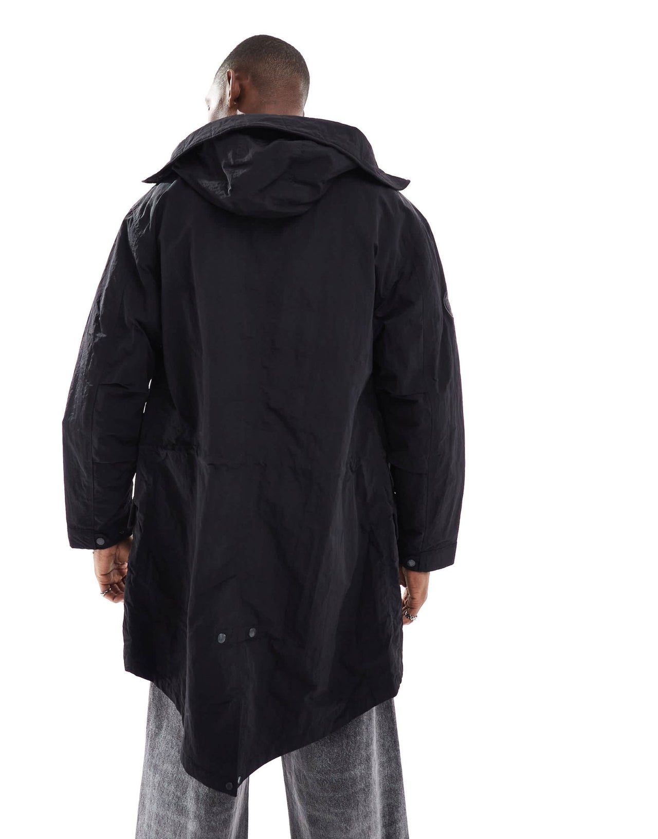Pretty Green parka with sleeve patch logo in black - ASOS Sample Sale