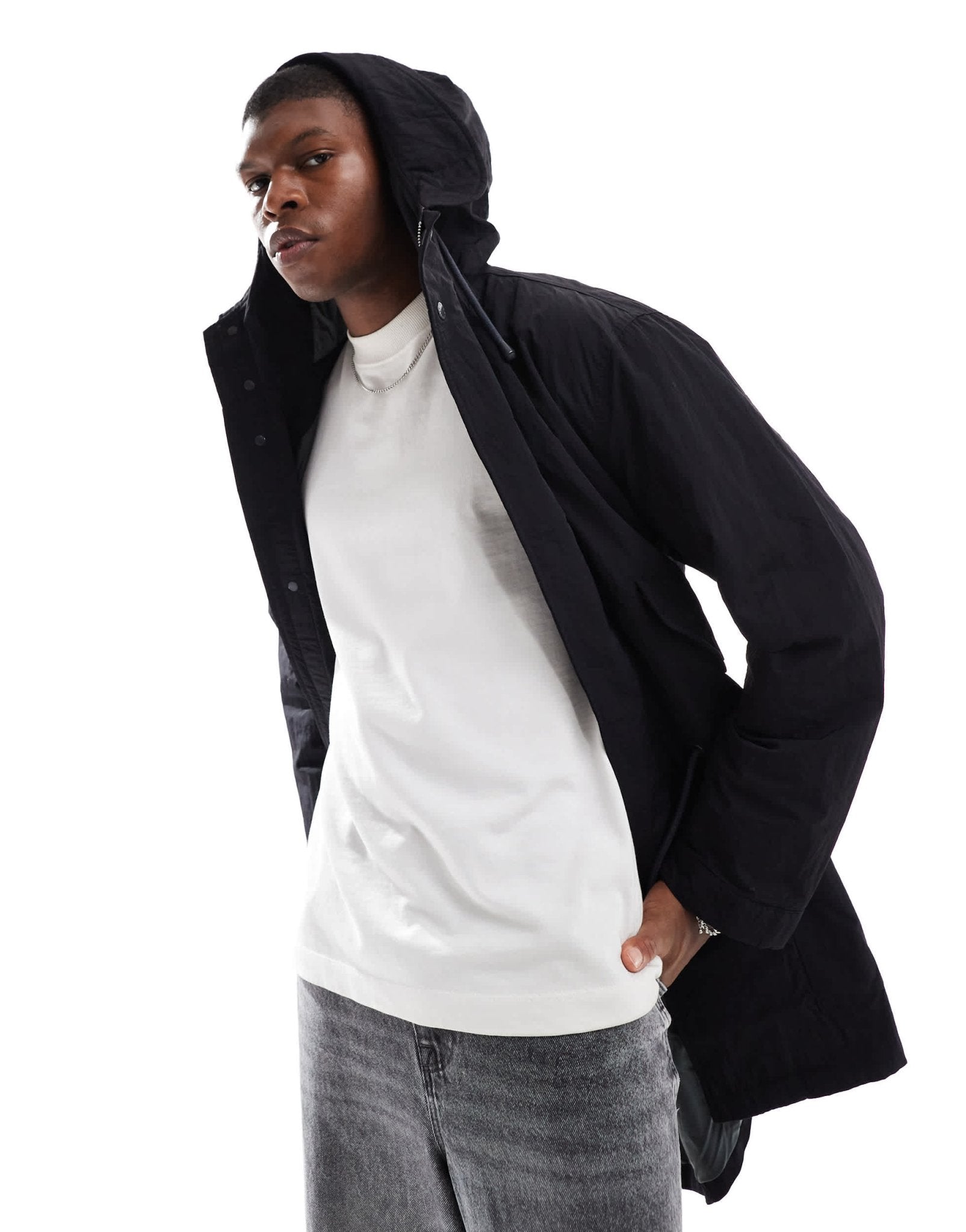 Pretty Green parka with sleeve patch logo in black - ASOS Sample Sale