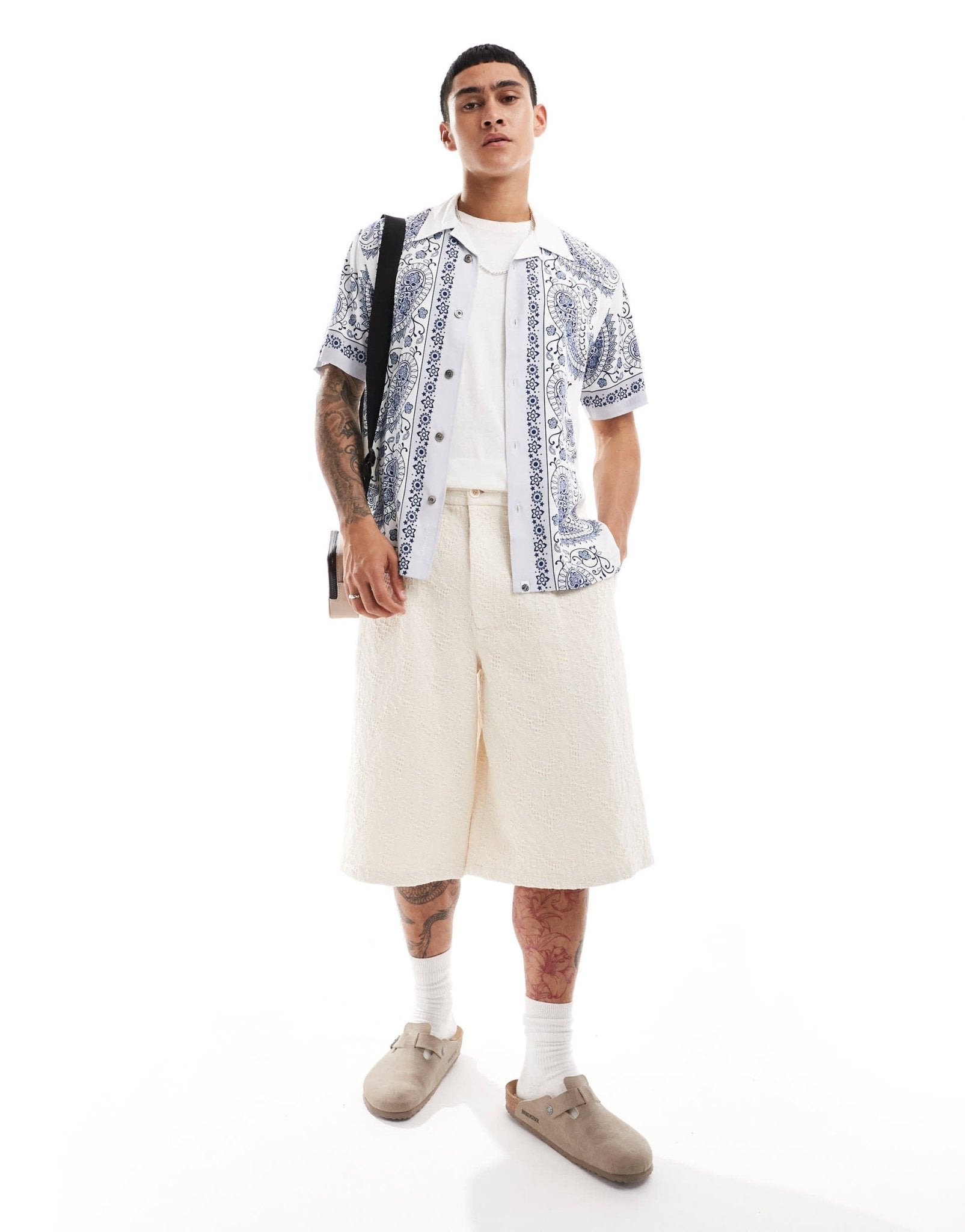 Pretty Green placement paisley print short resort shirt in white - ASOS Sample Sale