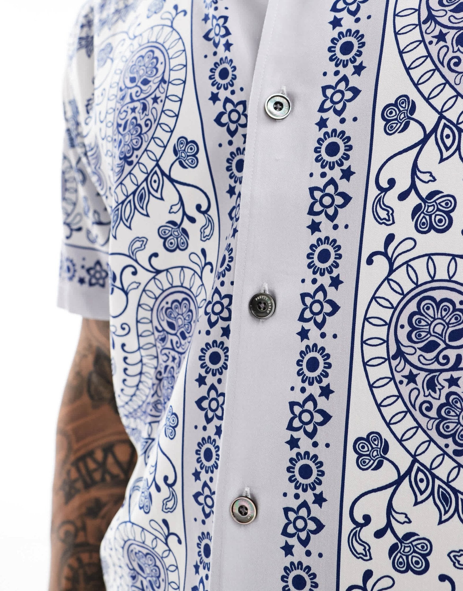 Pretty Green placement paisley print short resort shirt in white - ASOS Sample Sale