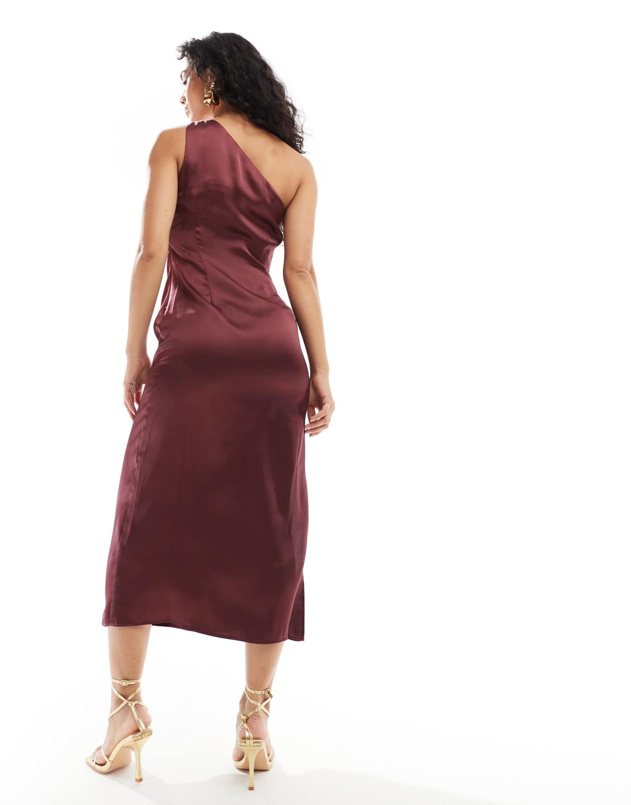 Pretty Lavish Amelia one shoulder satin midi dress in plum - ASOS Sample Sale