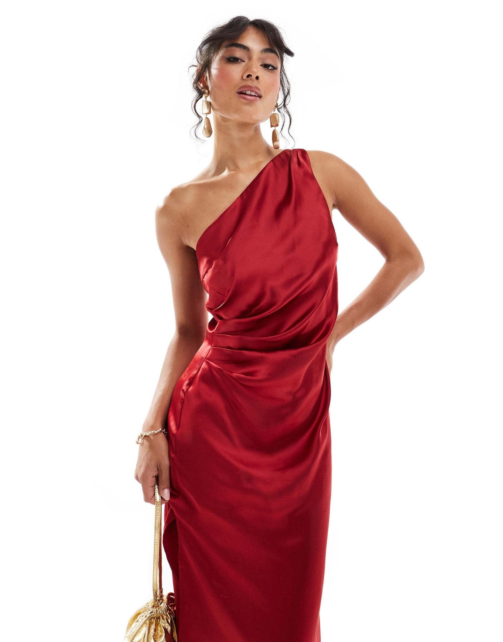 Pretty Lavish Amelia ruched midaxi dress in red - ASOS Sample Sale