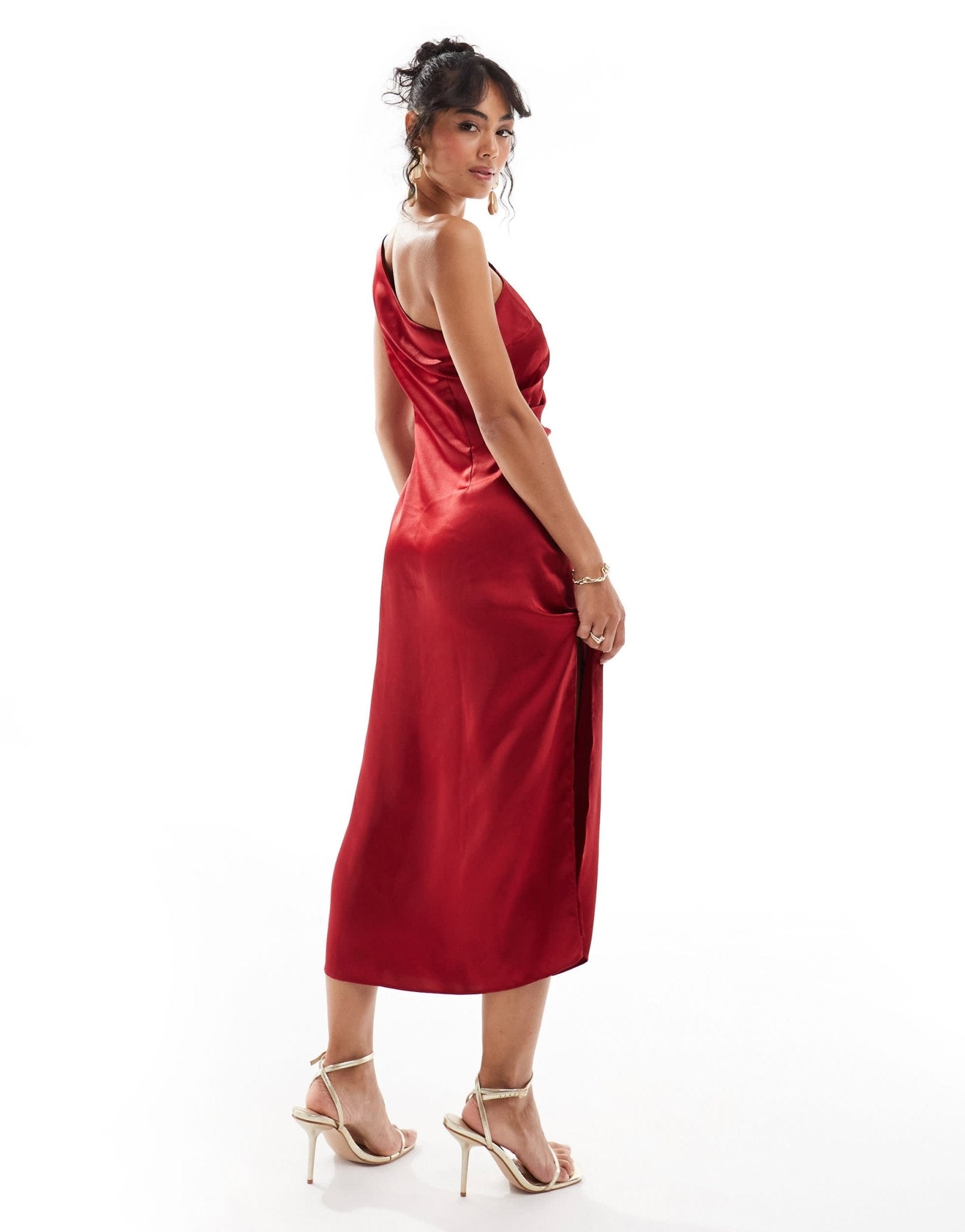 Pretty Lavish Amelia ruched midaxi dress in red - ASOS Sample Sale