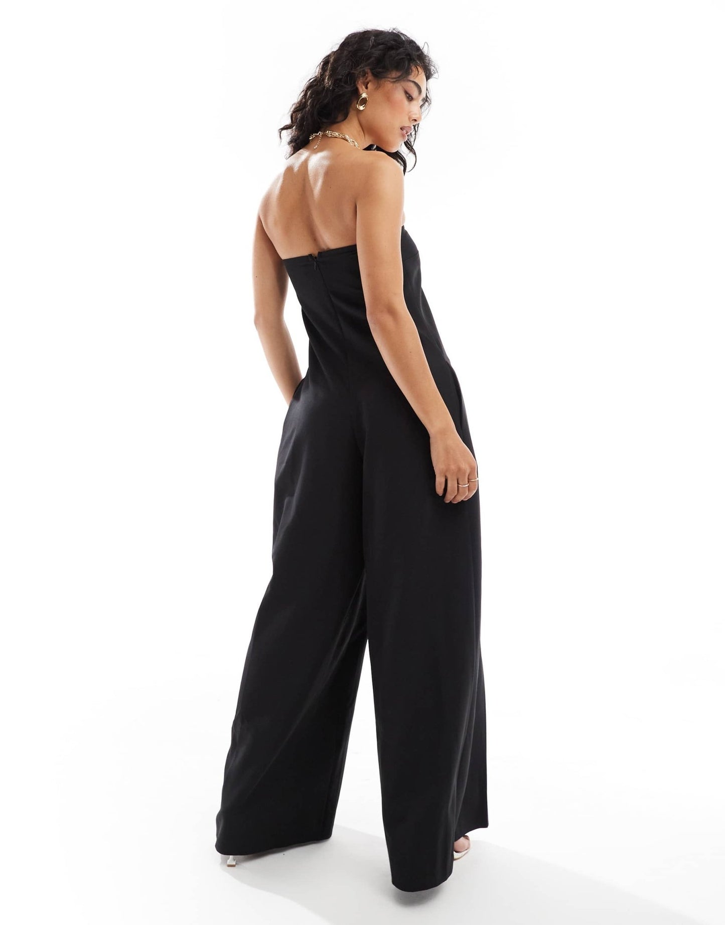 Pretty Lavish bandeau wide leg jumpsuit in black - ASOS Sample Sale