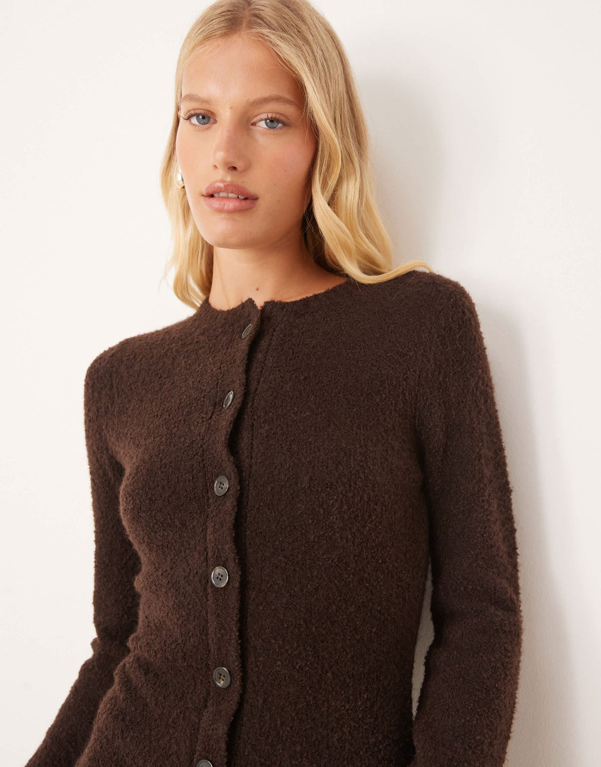 Pretty Lavish boucle knit mini dress in brown - ASOS Sample Sale