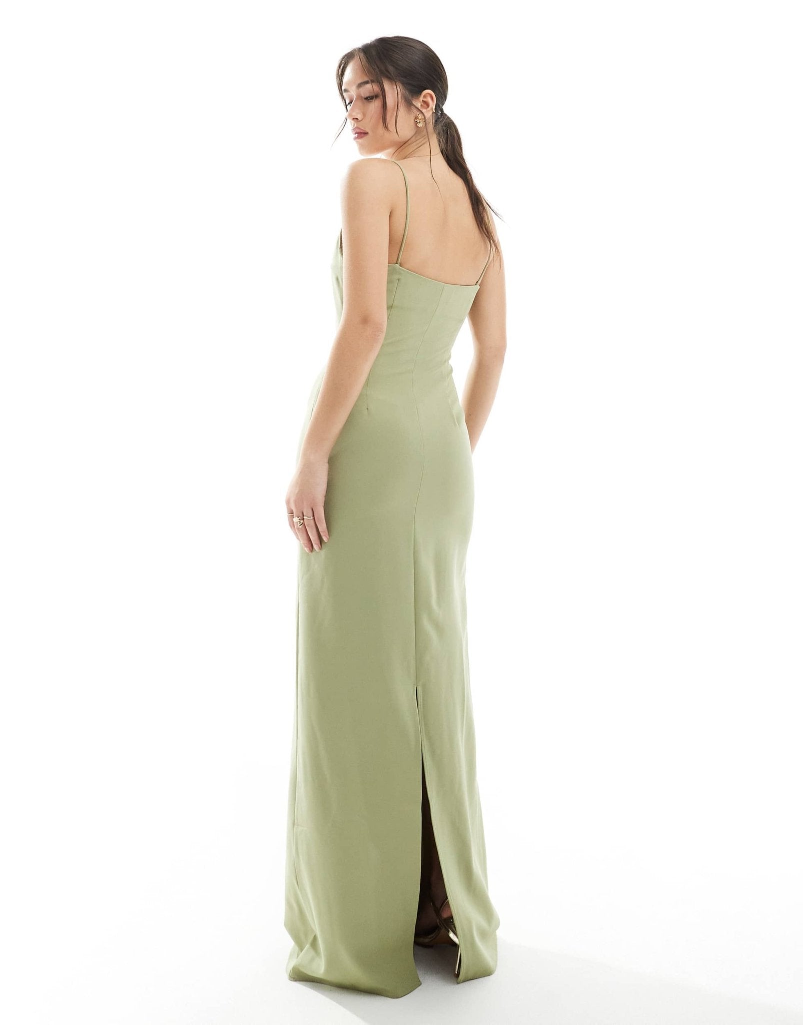 Pretty Lavish Bridesmaid crepe cami maxi dress in olive - ASOS Sample Sale