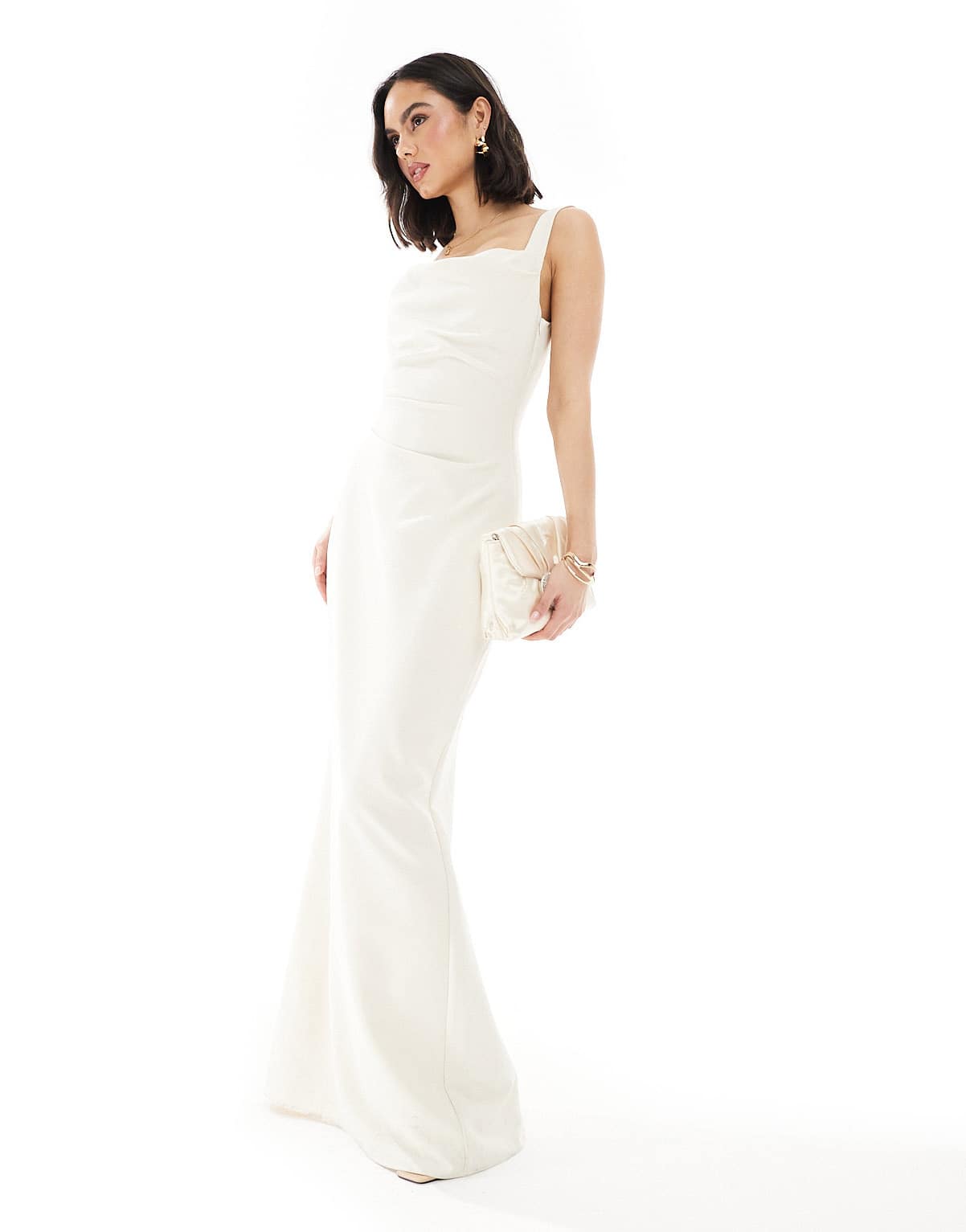 Pretty Lavish Bridesmaid crepe cowl neck maxi dress in cream - ASOS Sample Sale