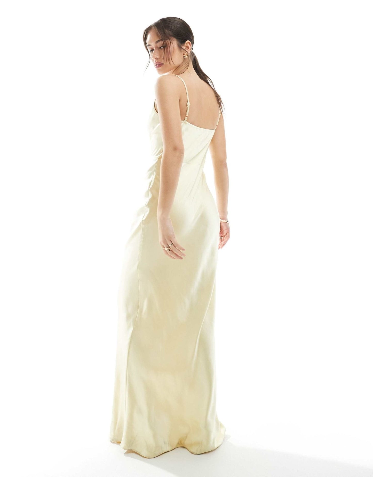 Pretty Lavish Bridesmaid Keisha cowl neck satin maxi dress in lemon - ASOS Sample Sale