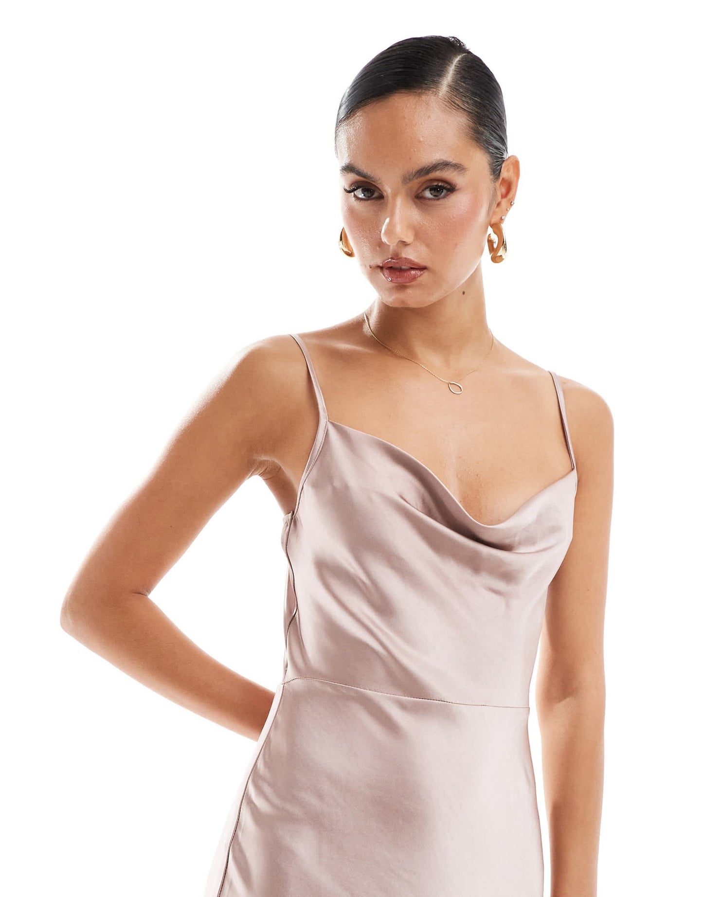 Pretty Lavish Bridesmaid Keisha satin cowl neck maxi dress in amethyst - ASOS Sample Sale