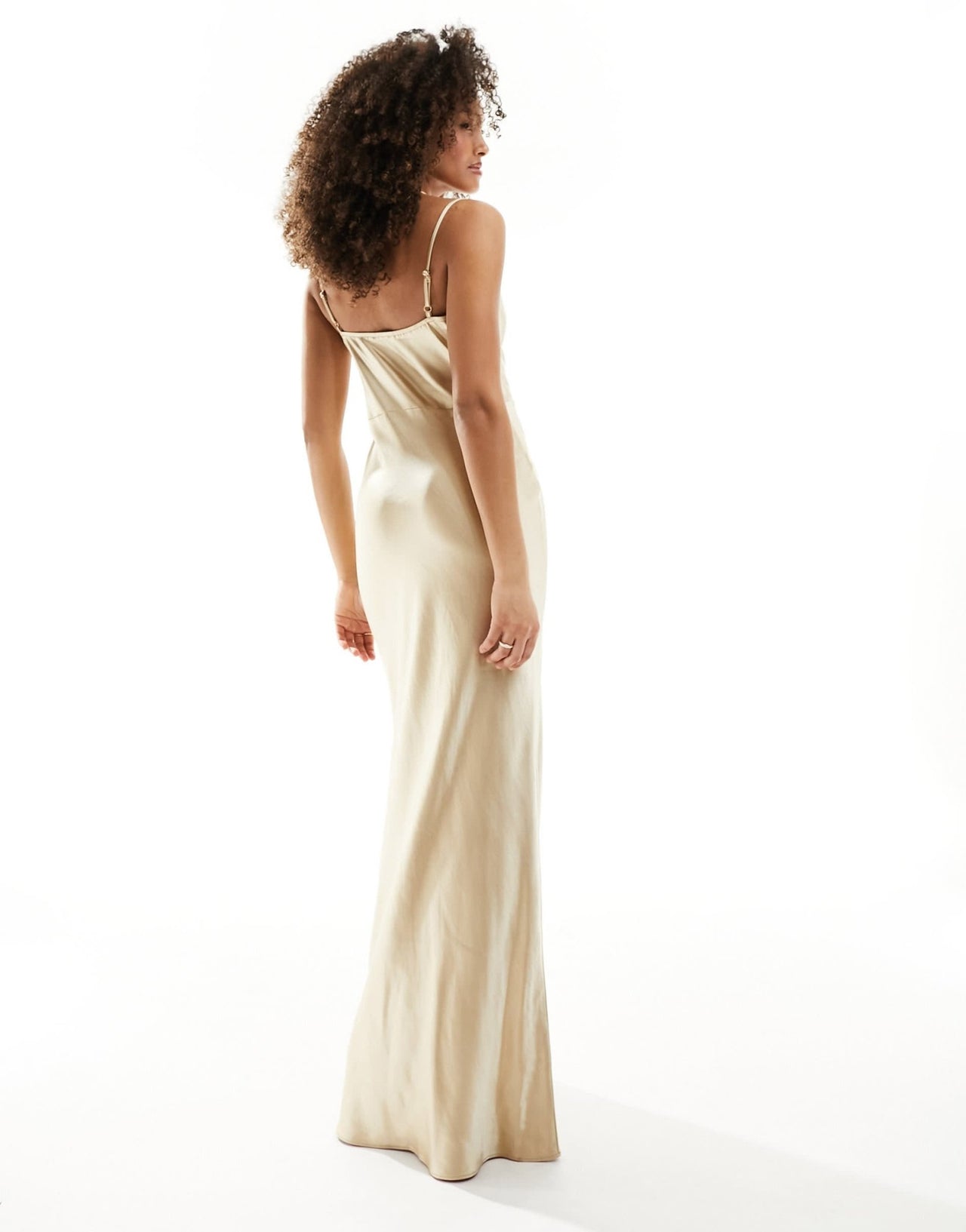 Pretty Lavish Bridesmaid Keisha satin cowl neck maxi dress in matte gold - ASOS Sample Sale