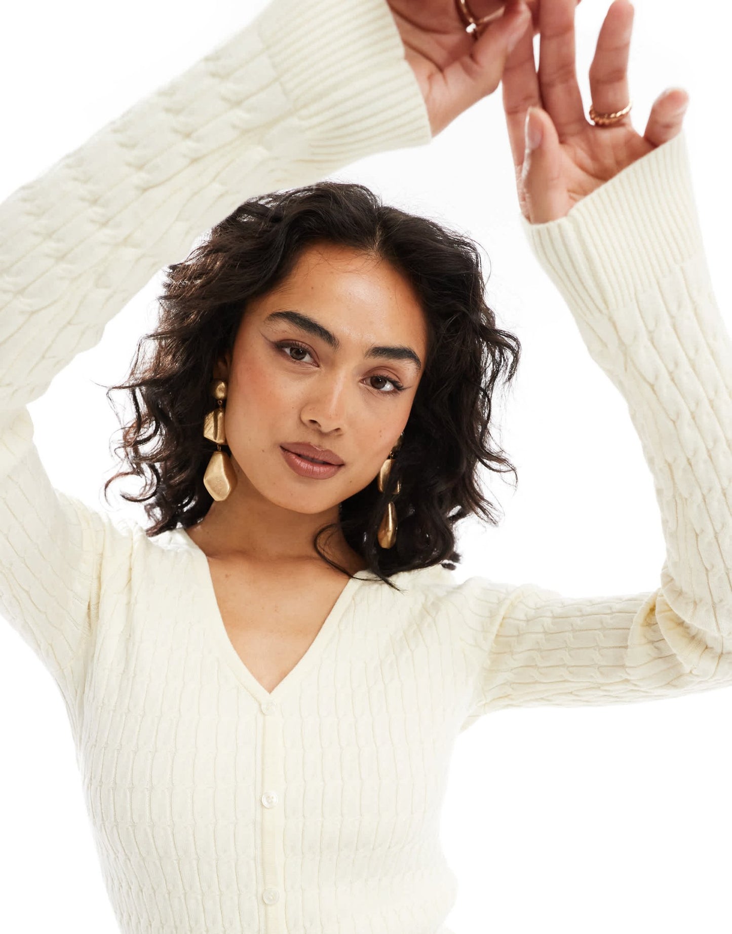 Pretty Lavish cable knit cardigan co - ord in cream - ASOS Sample Sale