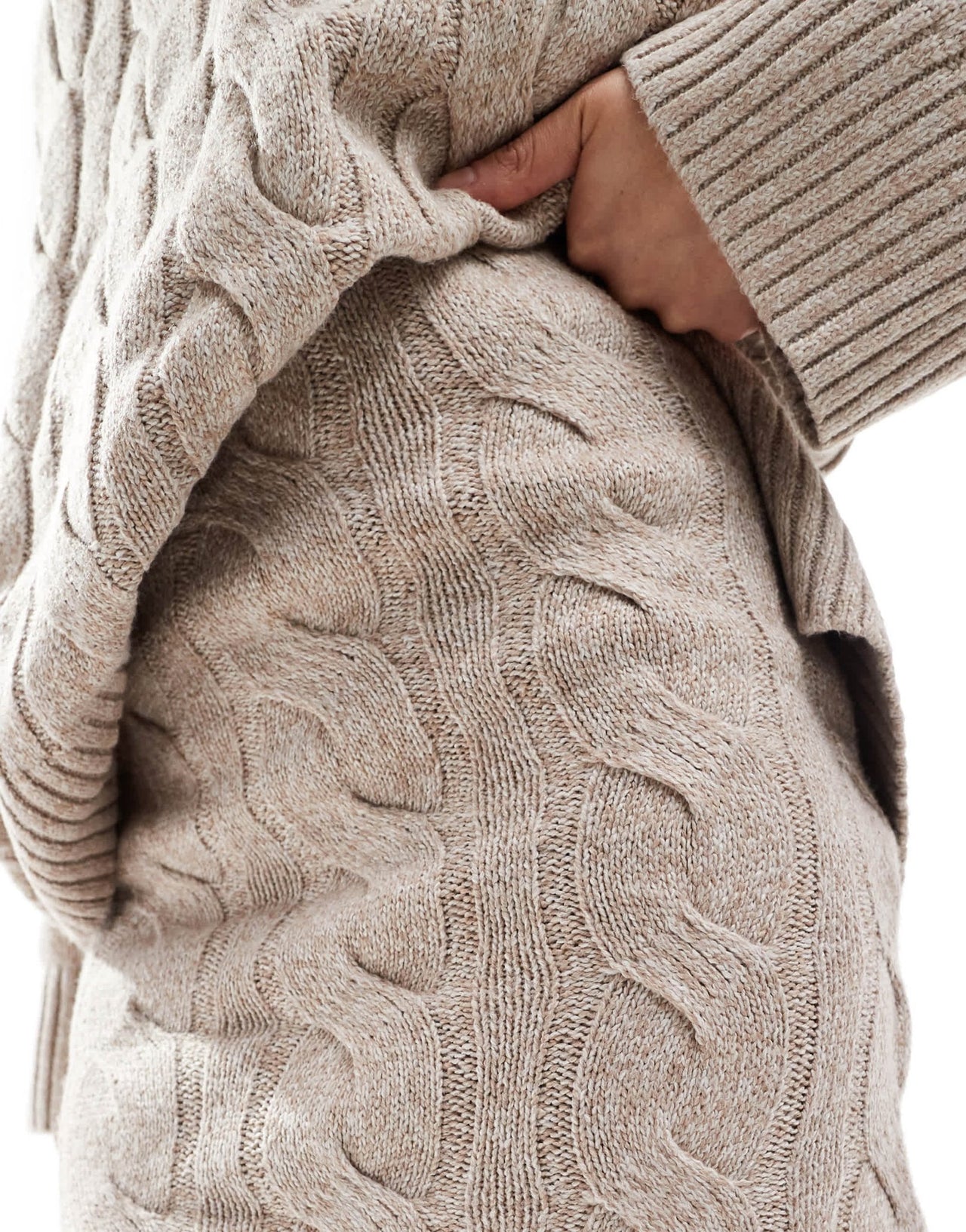 Pretty Lavish cable knit mini skirt co - ord in beige - ASOS Sample Sale