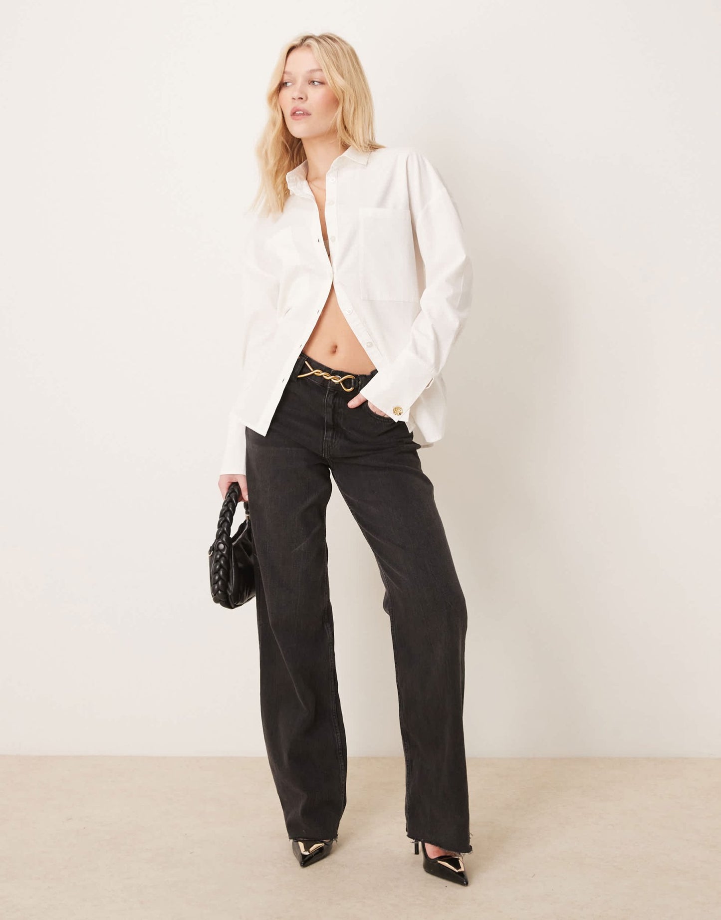 Pretty Lavish cotton poplin shirt in white - ASOS Sample Sale