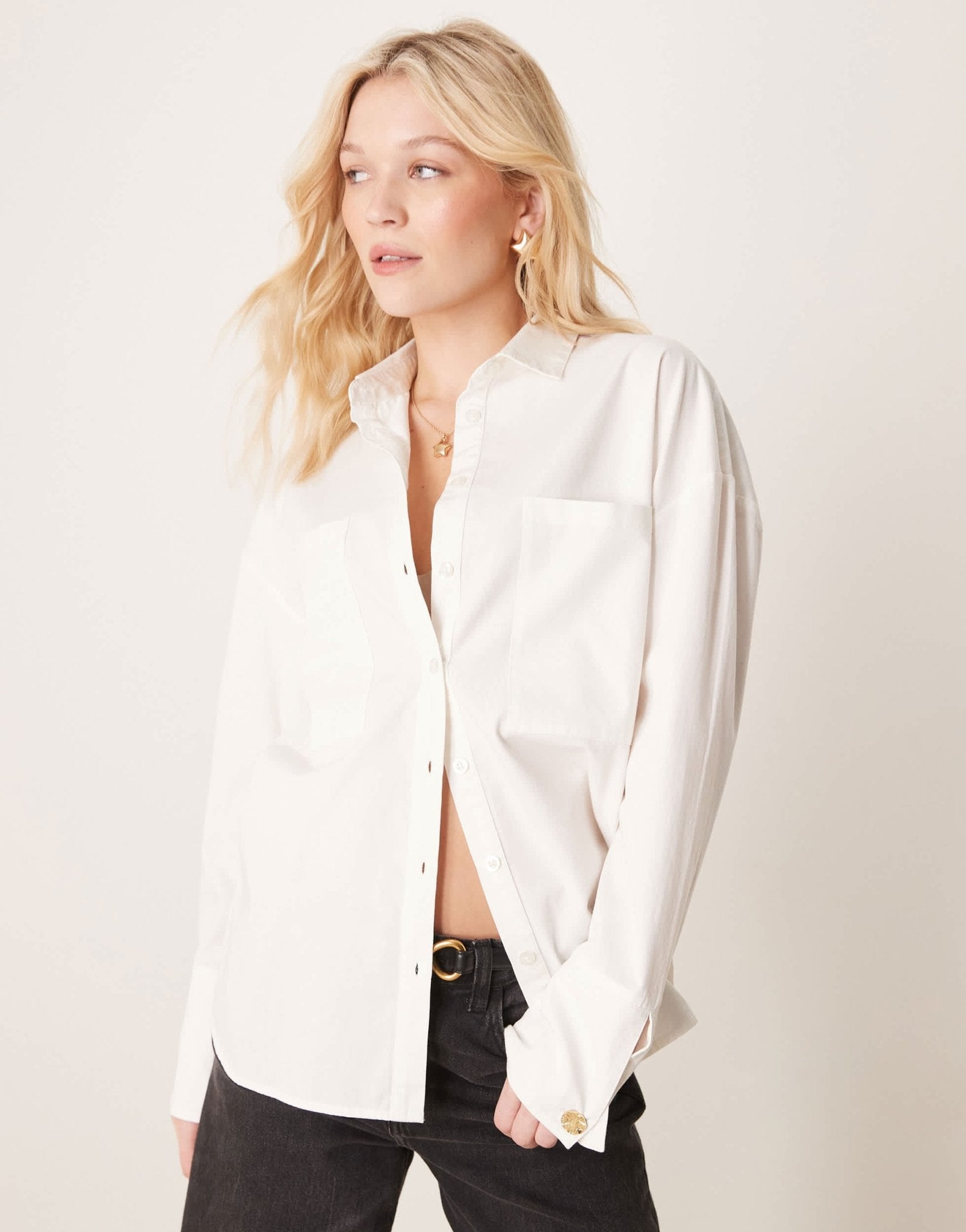 Pretty Lavish cotton poplin shirt in white - ASOS Sample Sale