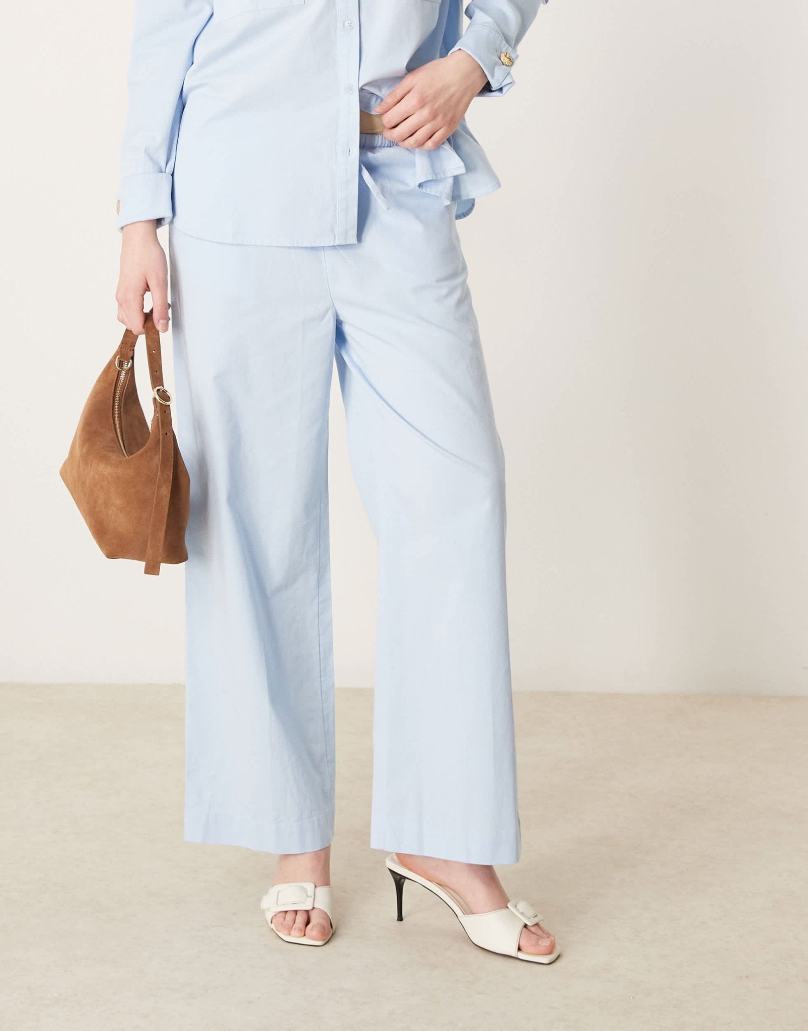 Pretty Lavish cotton relaxed trouser co - ord in blue - ASOS Sample Sale