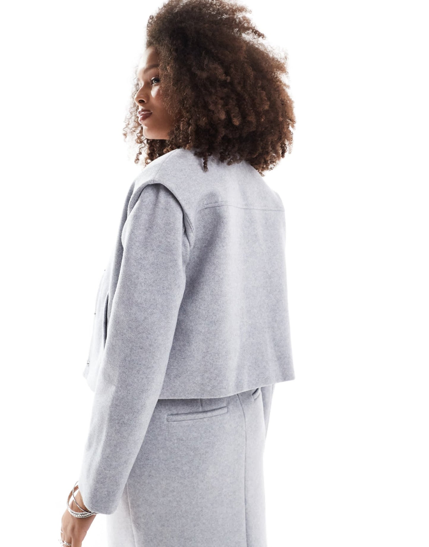 Pretty Lavish cropped boxy jacket in grey - ASOS Sample Sale