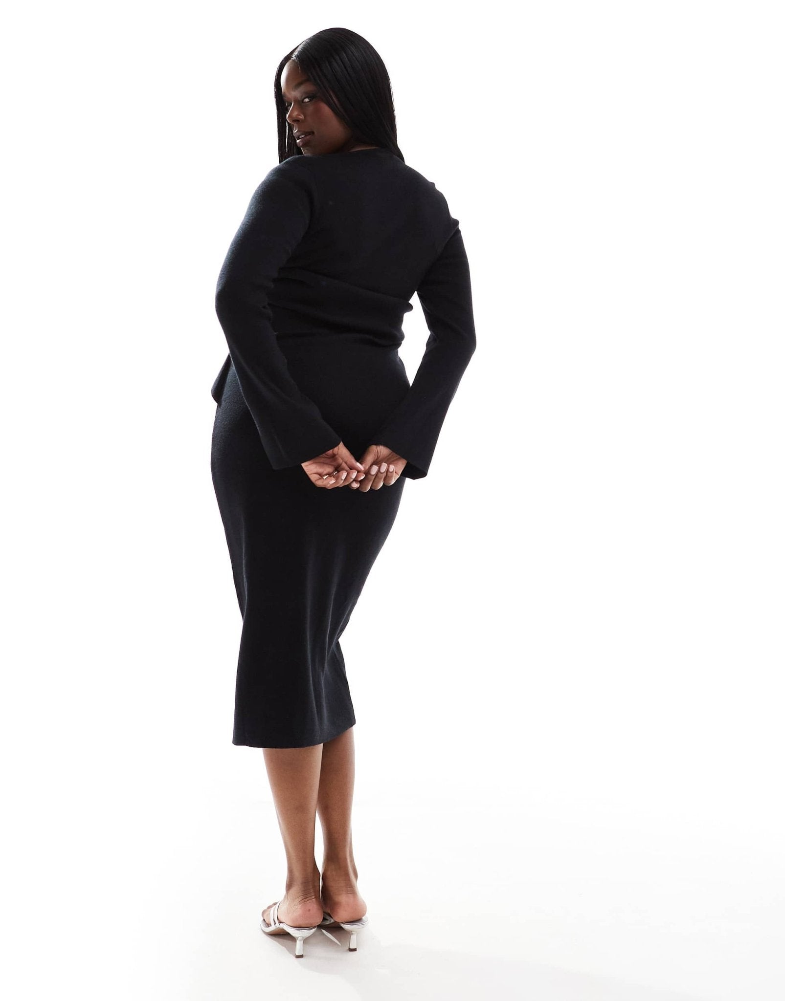Pretty Lavish Curve crossover knit dress in black - ASOS Sample Sale