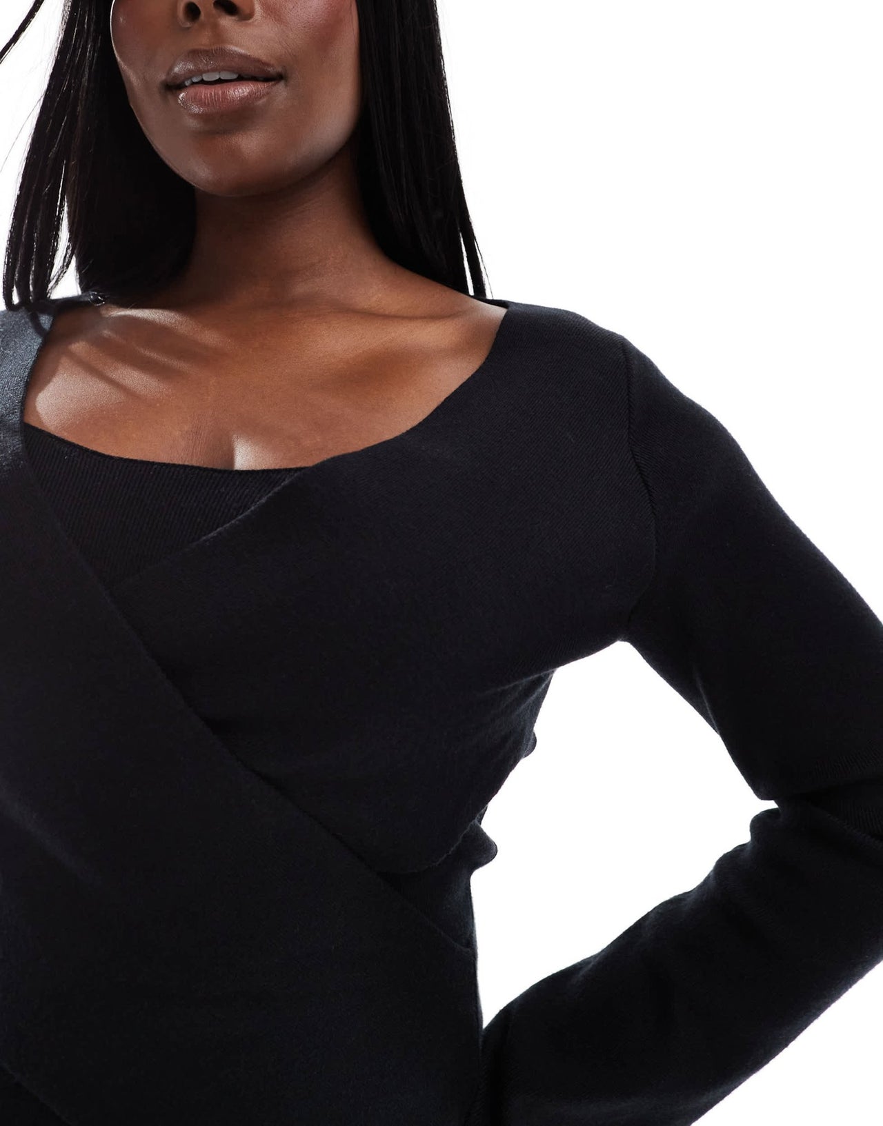 Pretty Lavish Curve crossover knit dress in black - ASOS Sample Sale
