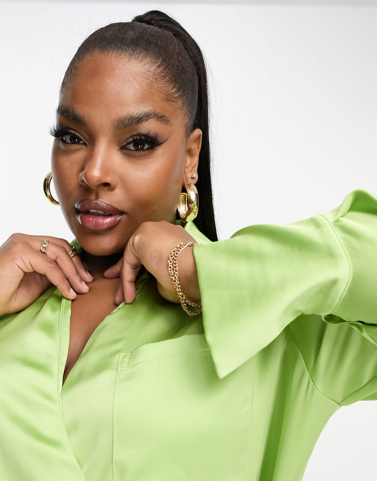 Pretty Lavish Curve wrap shirt midaxi dress in apple green - ASOS Sample Sale