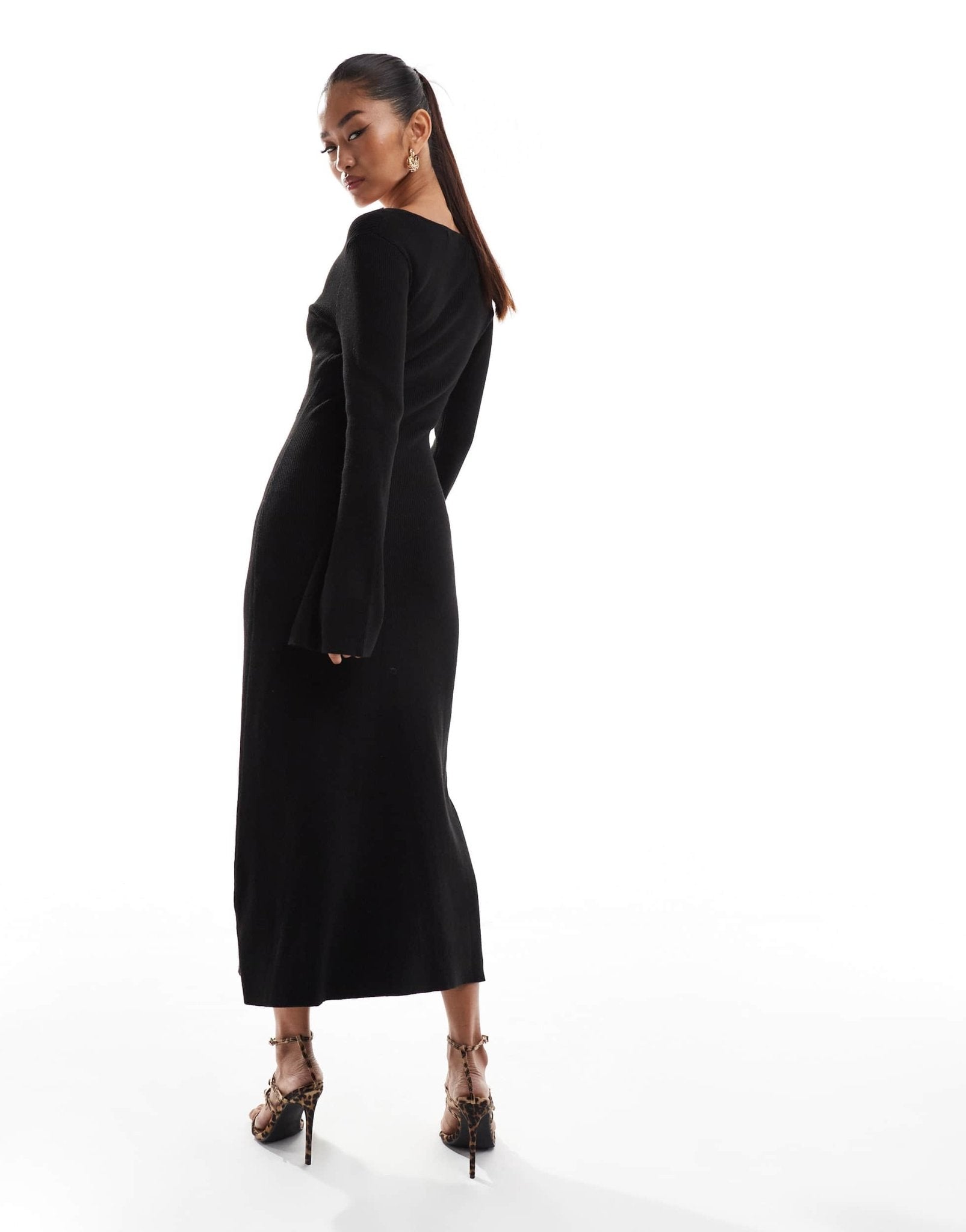 Pretty Lavish cut - out knit maxi dress in black - ASOS Sample Sale