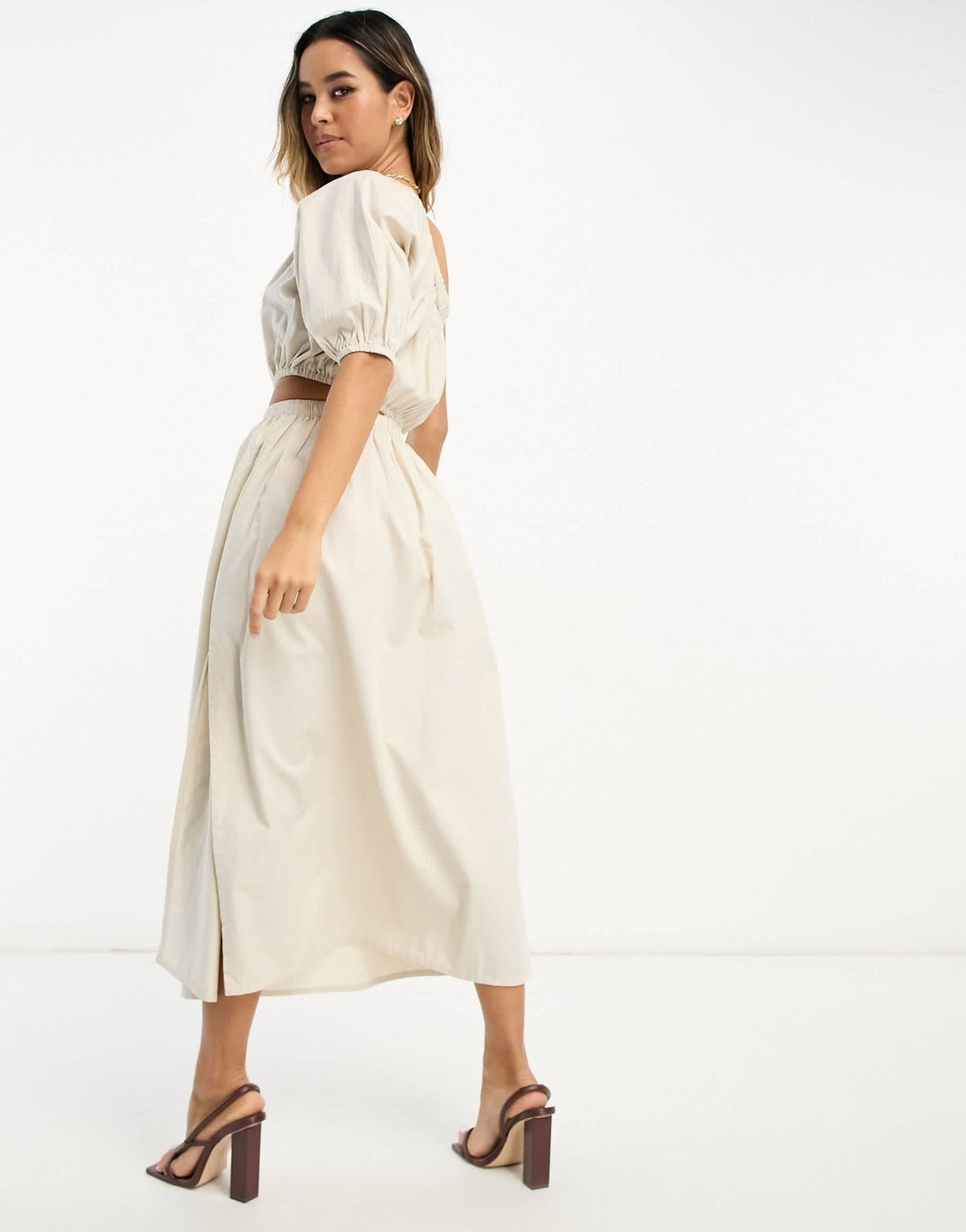 Pretty Lavish cut out midaxi dress in stone - ASOS Sample Sale