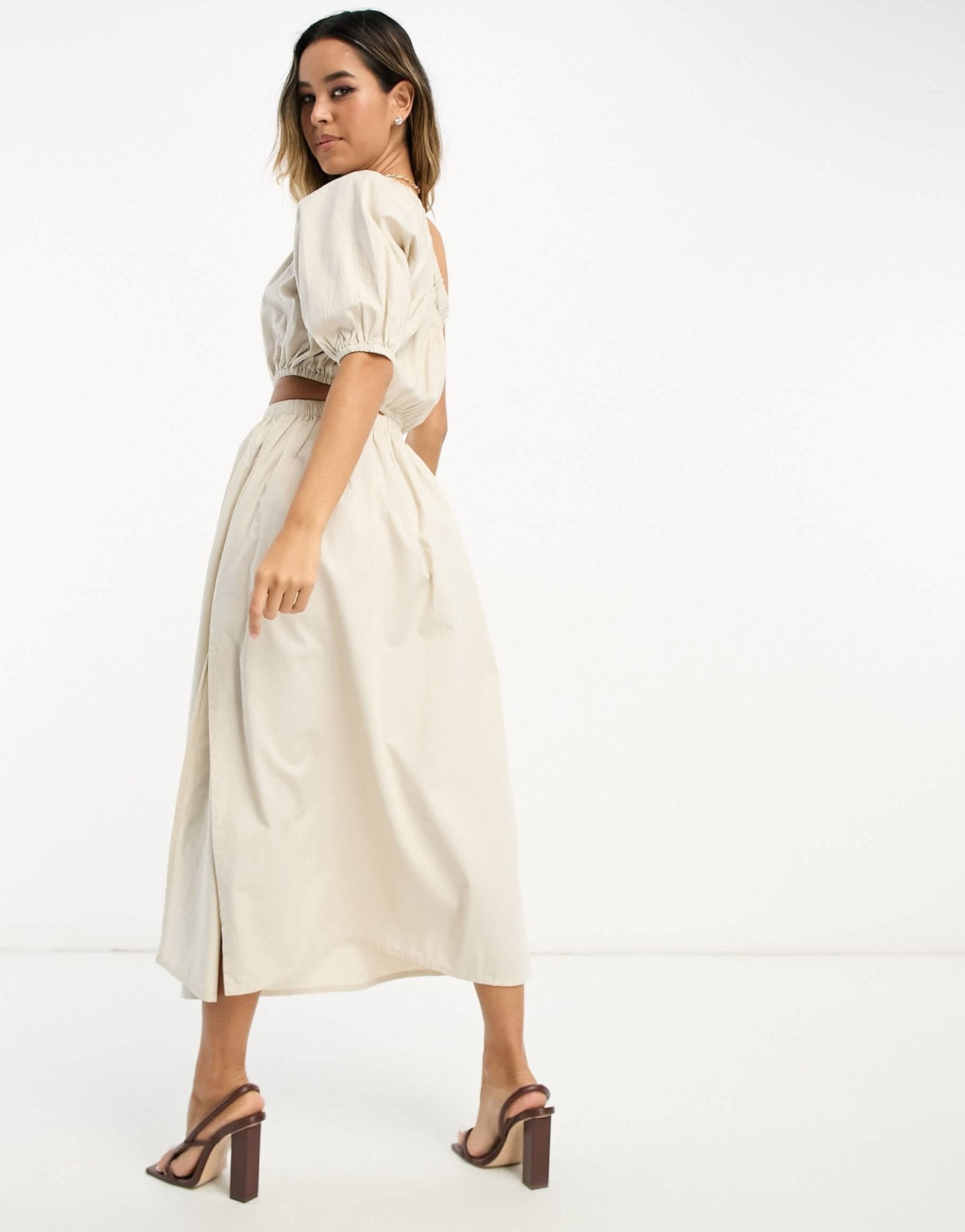 Pretty Lavish cut out midaxi dress in stone - ASOS Sample Sale