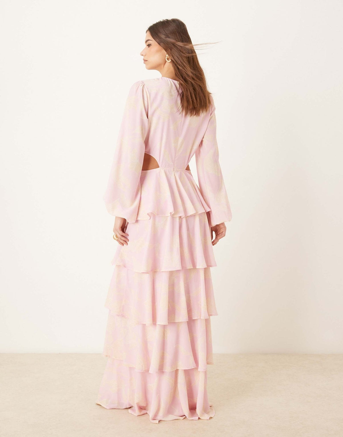 Pretty Lavish cut-out ruffle maxi dress in pink floral - ASOS Sample Sale