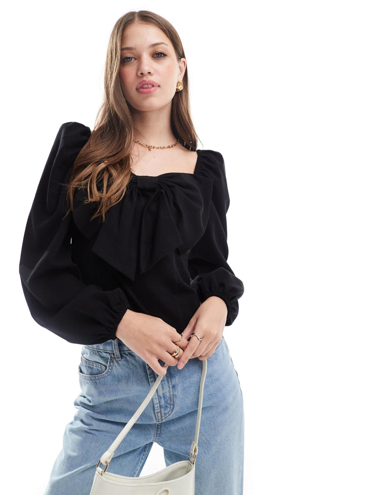 Pretty Lavish exaggerated bow top in black - ASOS Sample Sale
