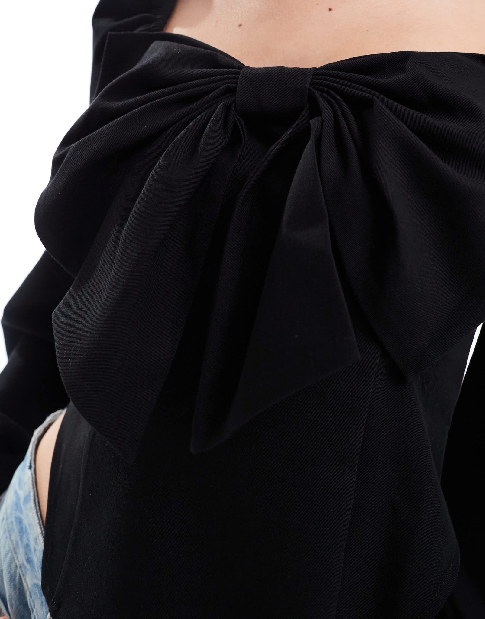 Pretty Lavish exaggerated bow top in black - ASOS Sample Sale