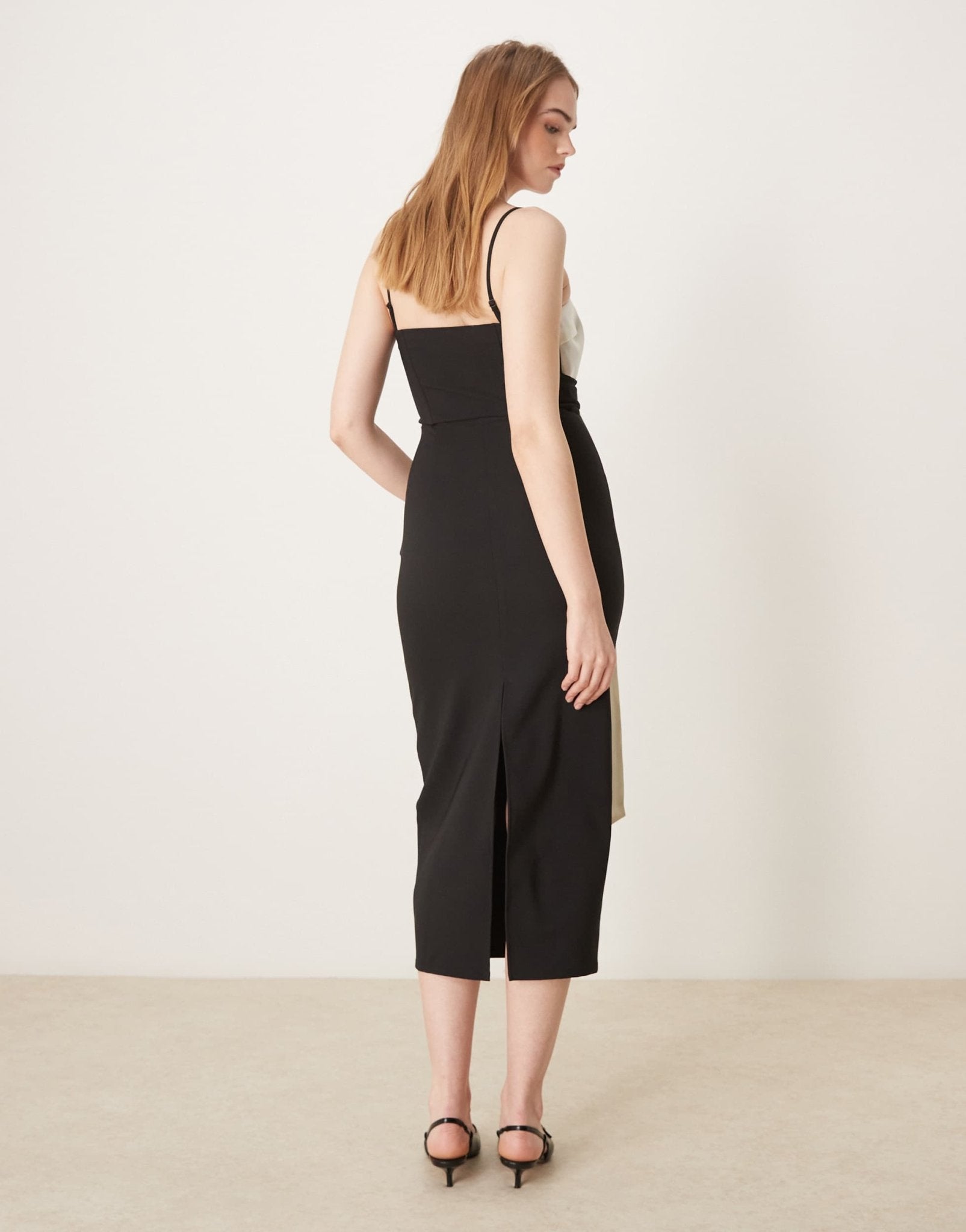 Pretty Lavish extreme contrast bow midaxi dress in black and cream - ASOS Sample Sale