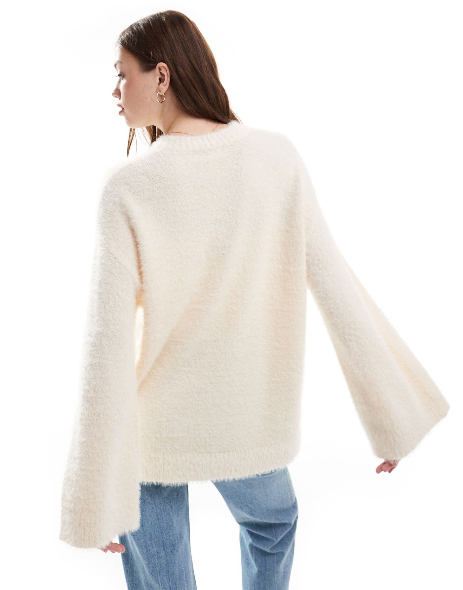 Pretty Lavish fluffy yarn jumper in cream - ASOS Sample Sale