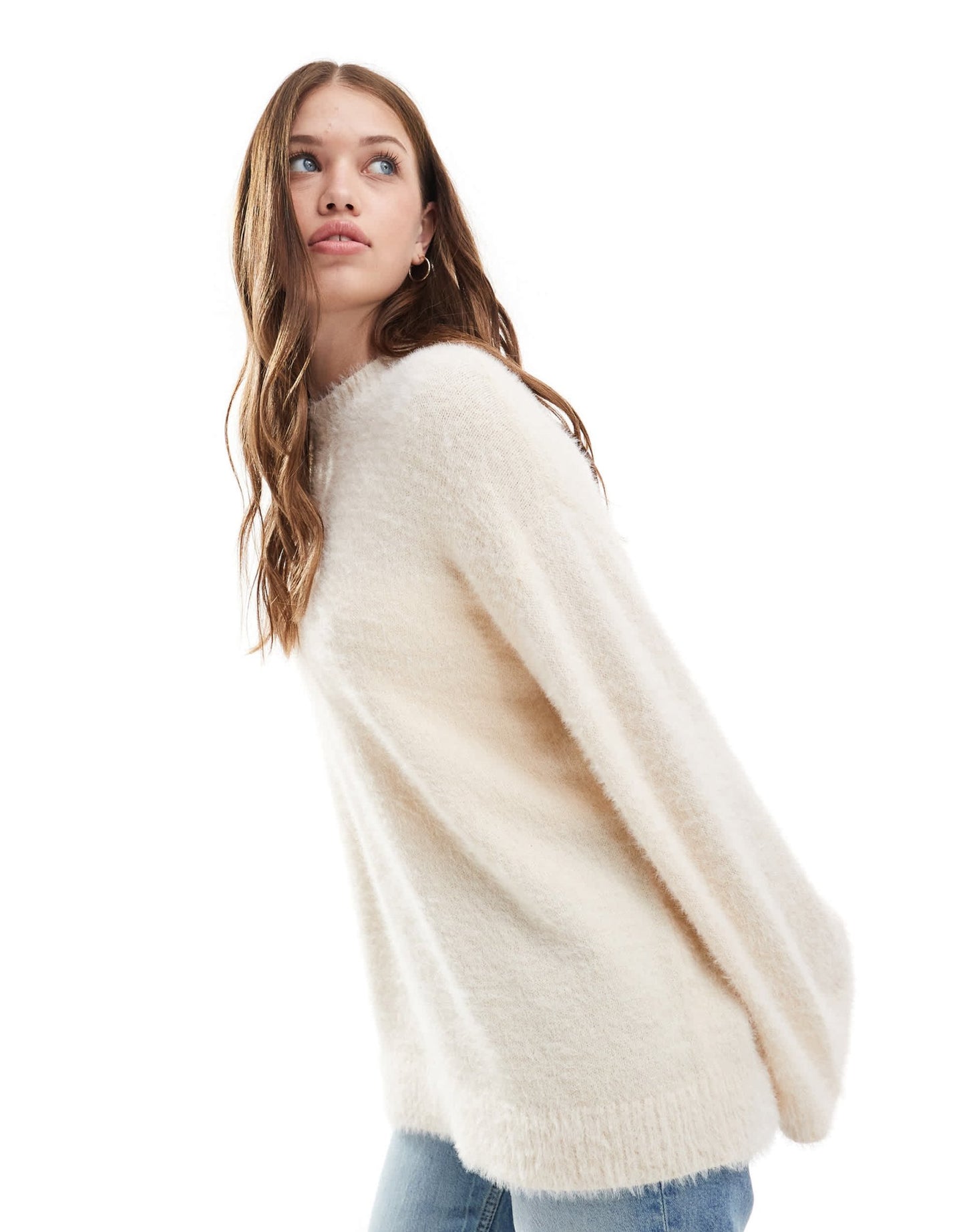 Pretty Lavish fluffy yarn jumper in cream - ASOS Sample Sale
