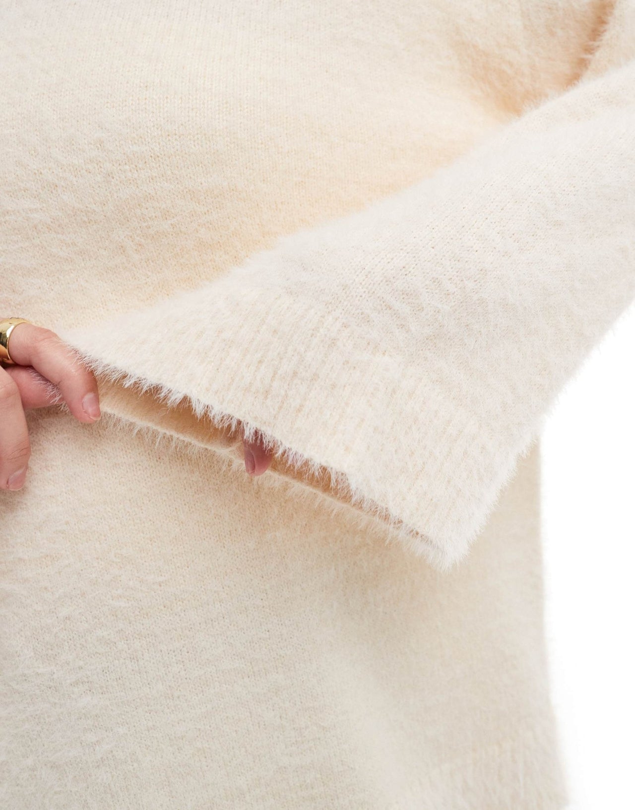 Pretty Lavish fluffy yarn jumper in cream - ASOS Sample Sale