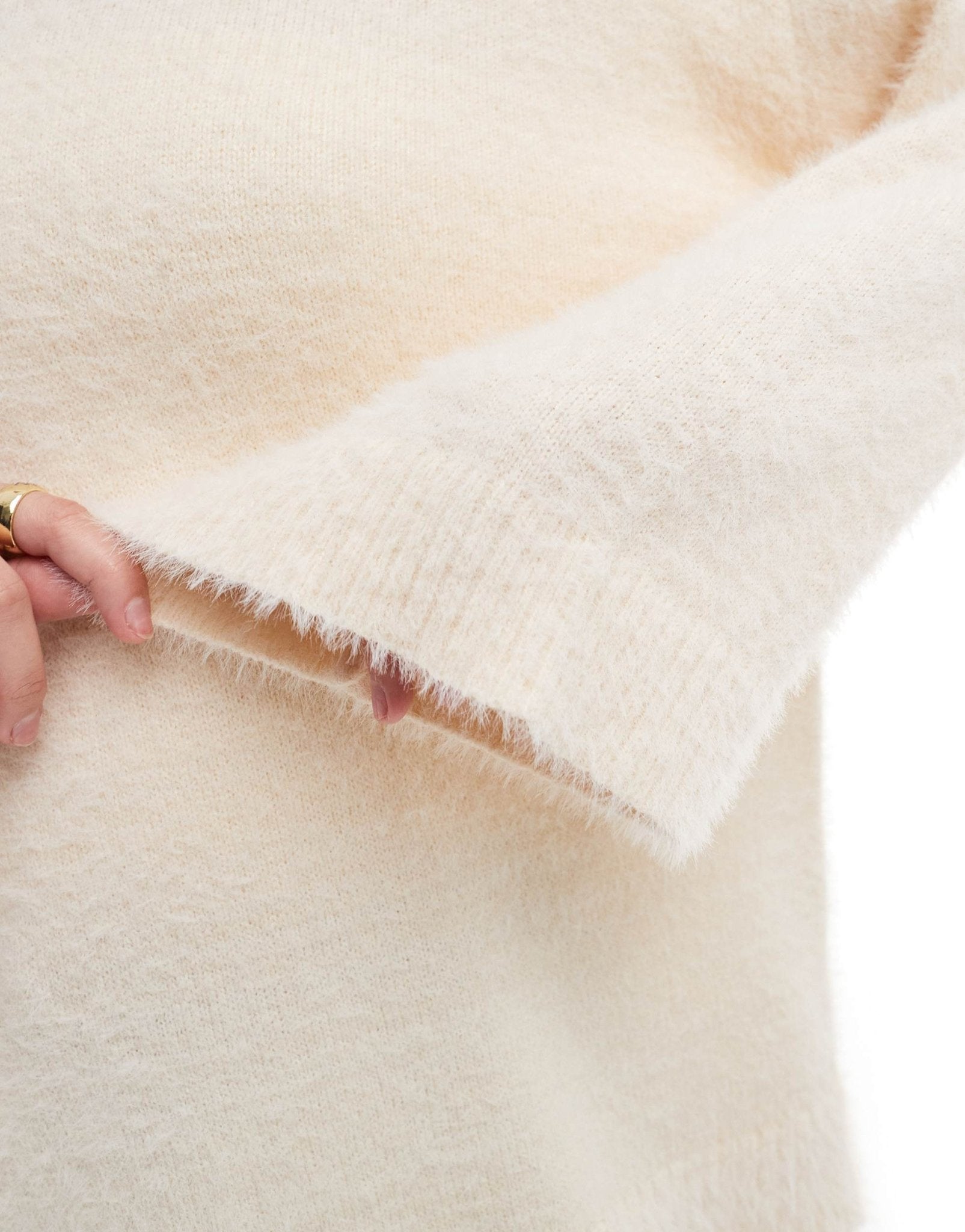 Pretty Lavish fluffy yarn jumper in cream - ASOS Sample Sale