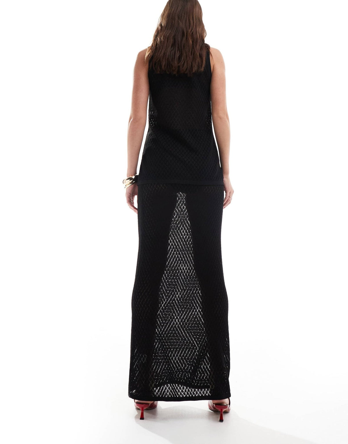 Pretty Lavish knit maxi skirt co-ord in black - ASOS Sample Sale