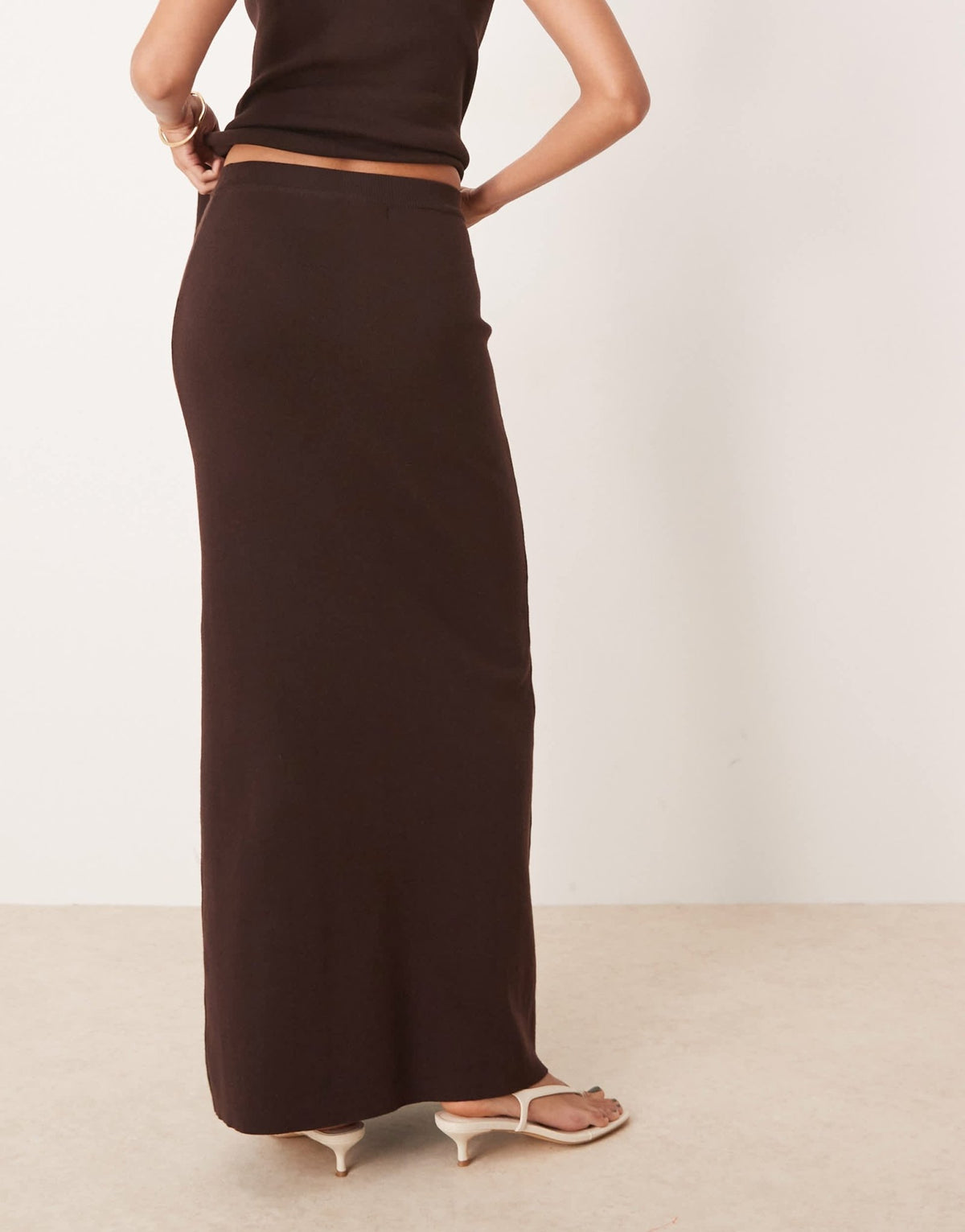 Pretty Lavish knit maxi skirt co-ord in chocolate - ASOS Sample Sale