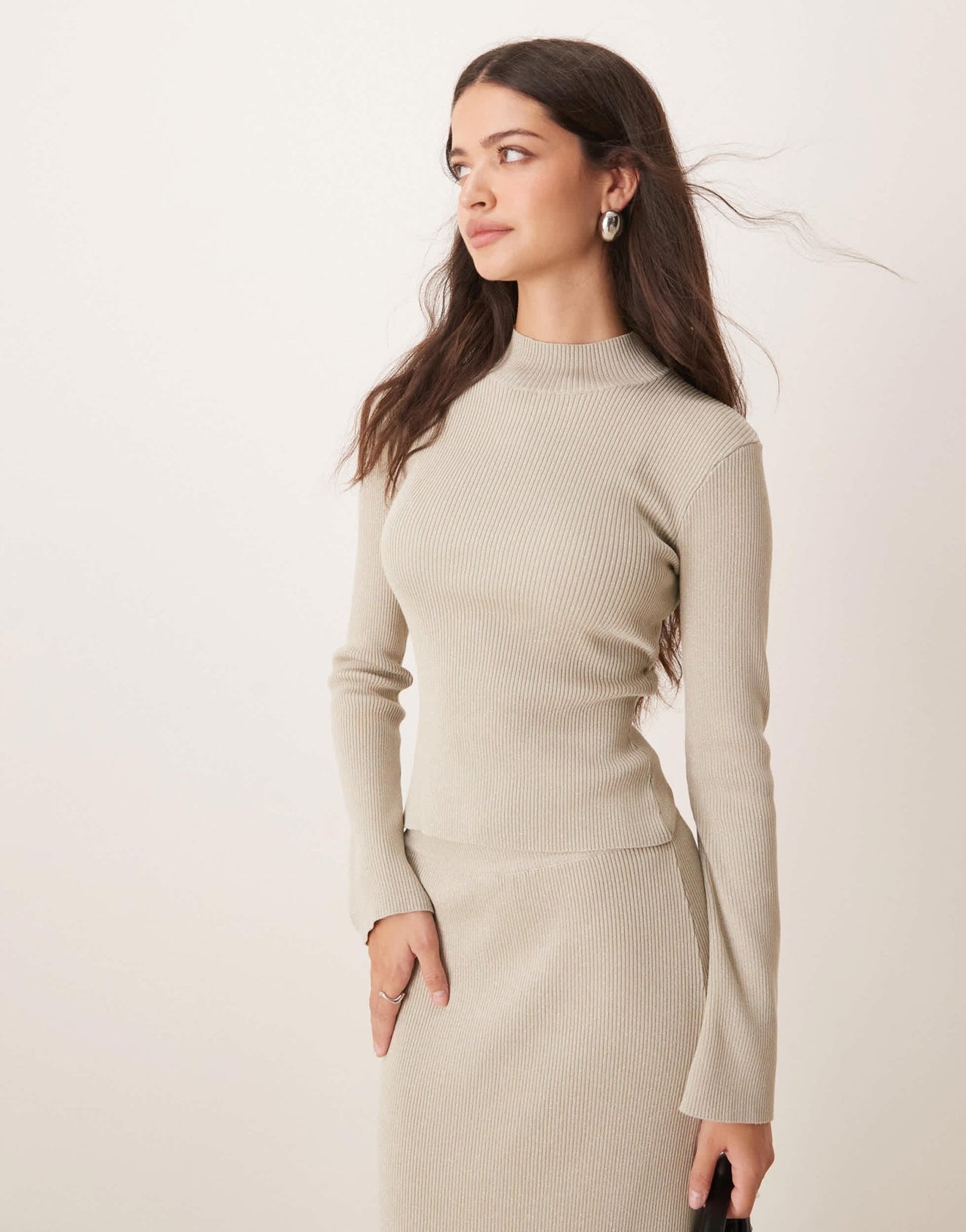 Pretty Lavish knit top co - ord in metallic grey - ASOS Sample Sale