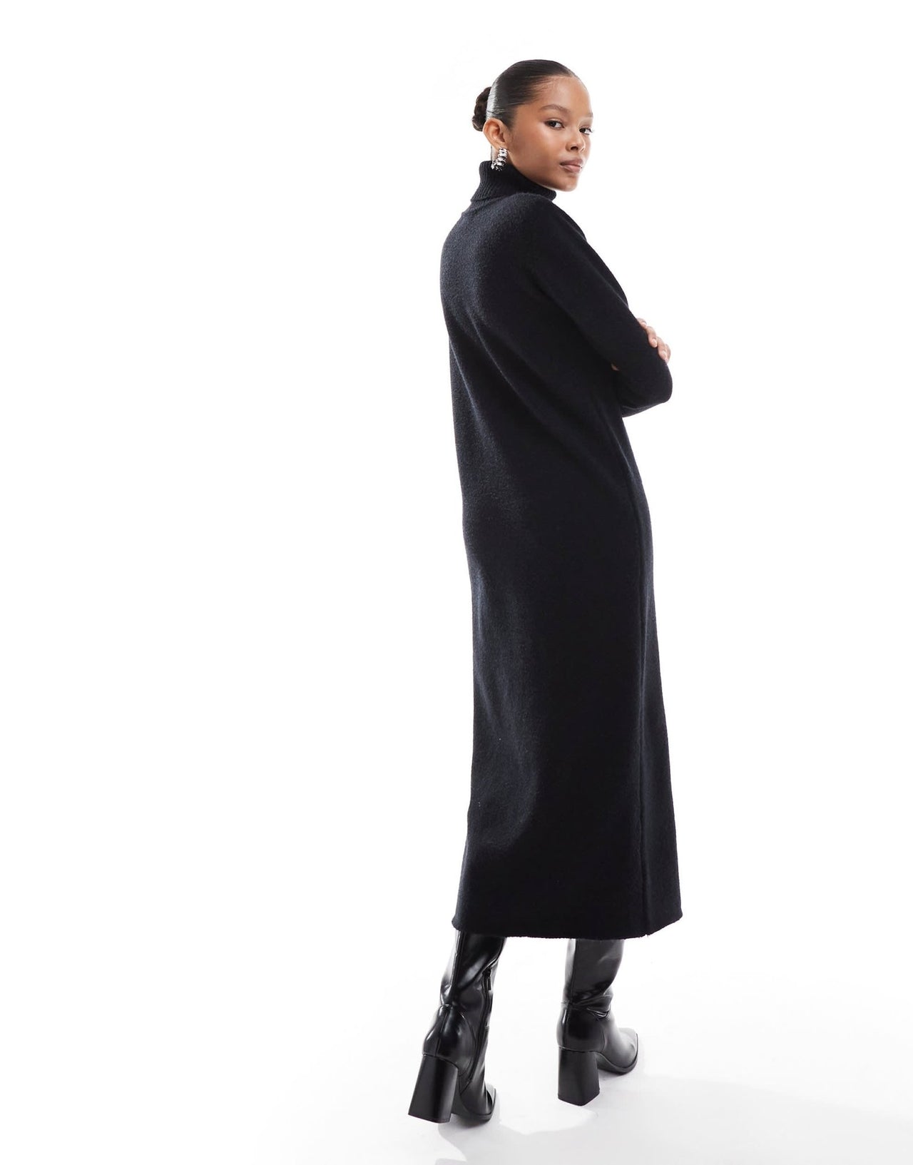 Pretty Lavish knitted high neck maxi dress in black - ASOS Sample Sale