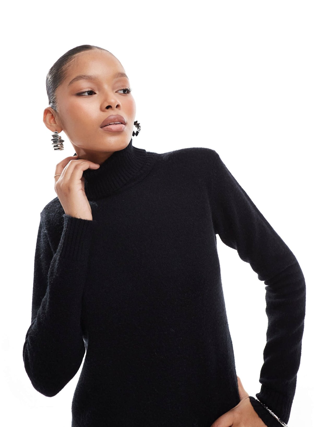Pretty Lavish knitted high neck maxi dress in black - ASOS Sample Sale