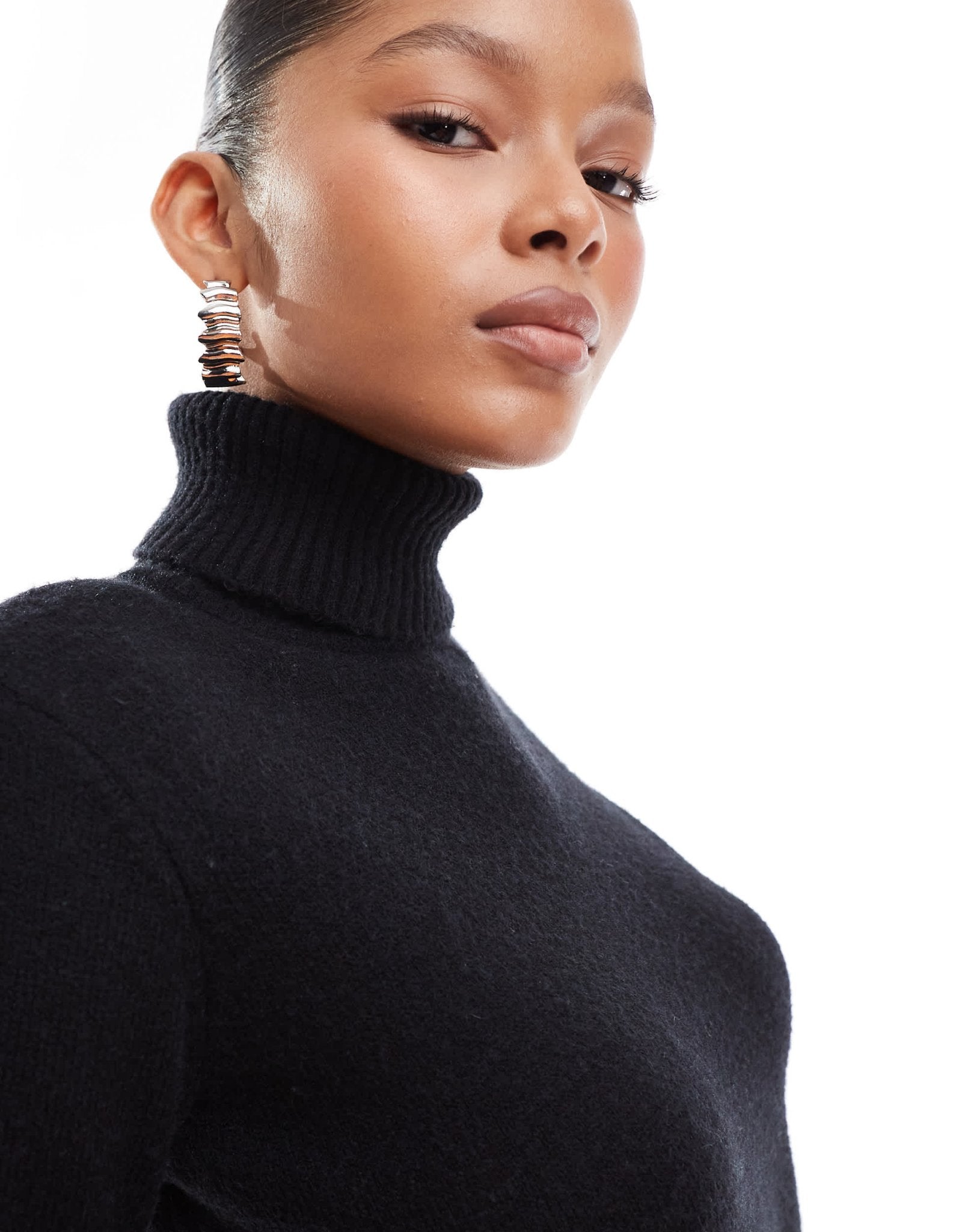Pretty Lavish knitted high neck maxi dress in black - ASOS Sample Sale