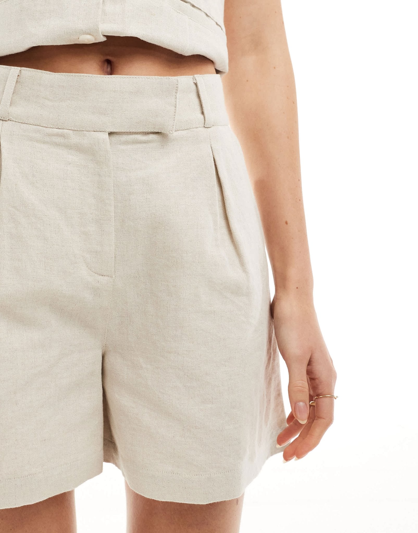 Pretty Lavish linen blend shorts co-ord in natural - ASOS Sample Sale