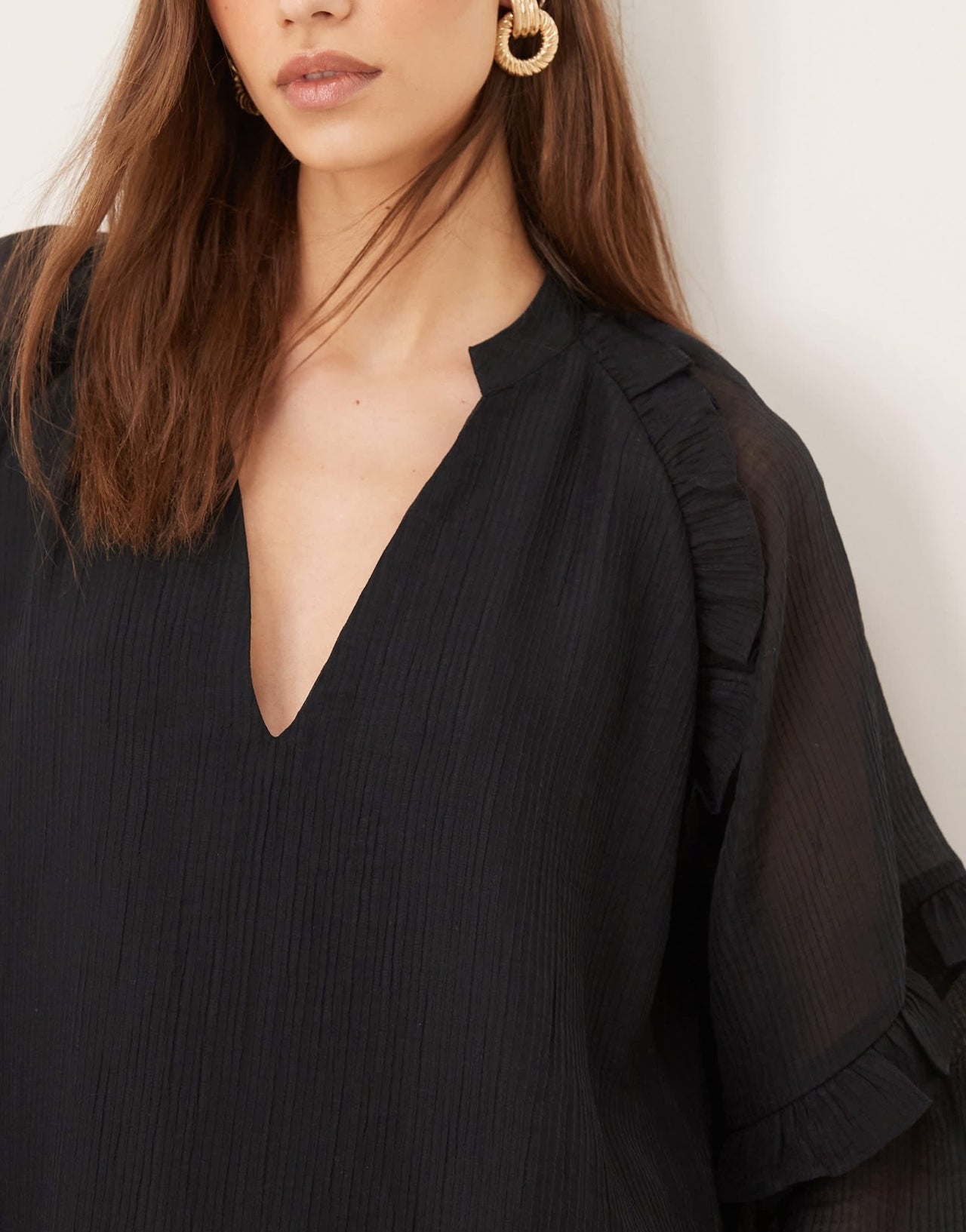 Pretty Lavish long sleeve ruffle mini dress in black - ASOS Sample Sale