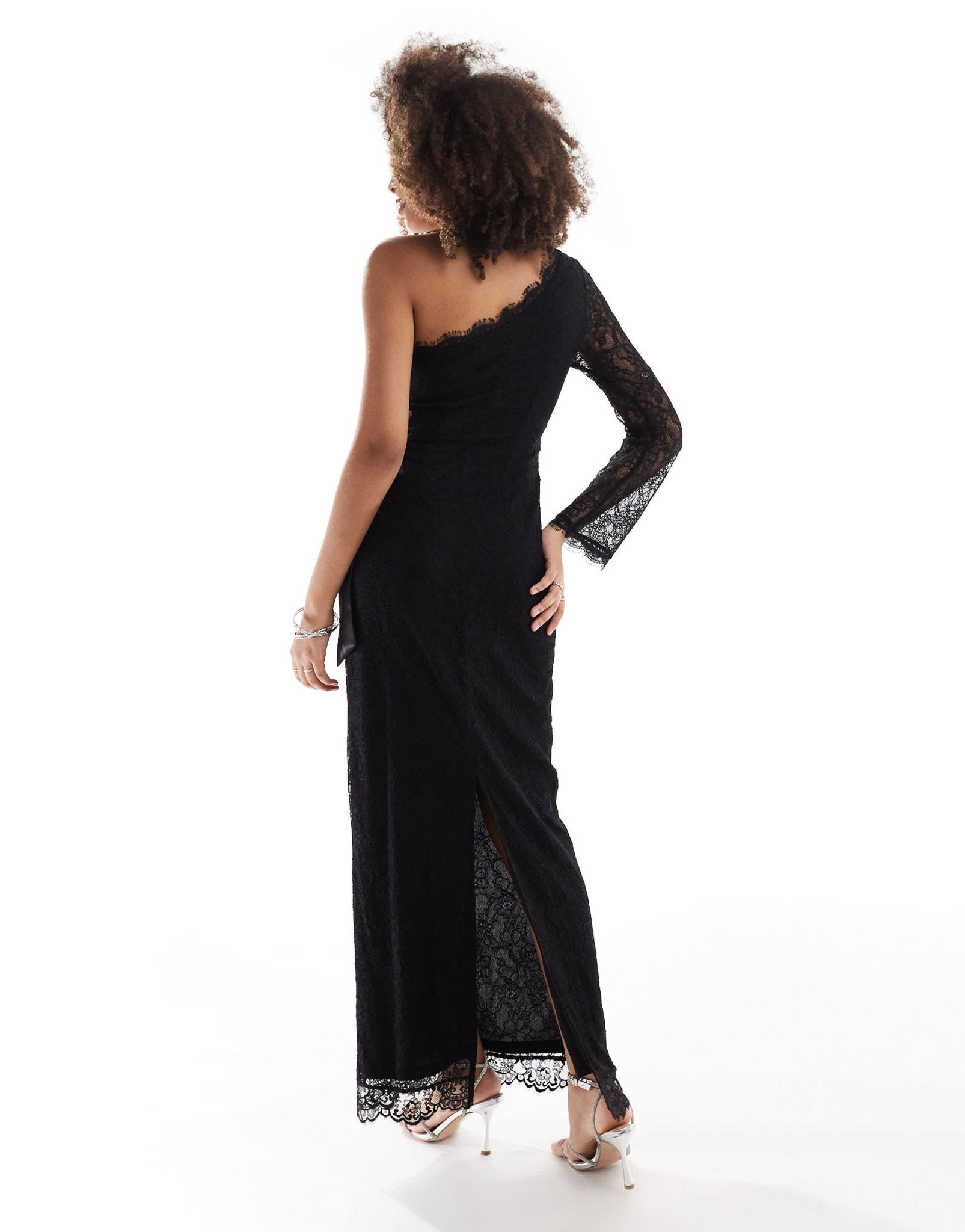 Pretty Lavish one shoulder lace maxi dress in black - ASOS Sample Sale