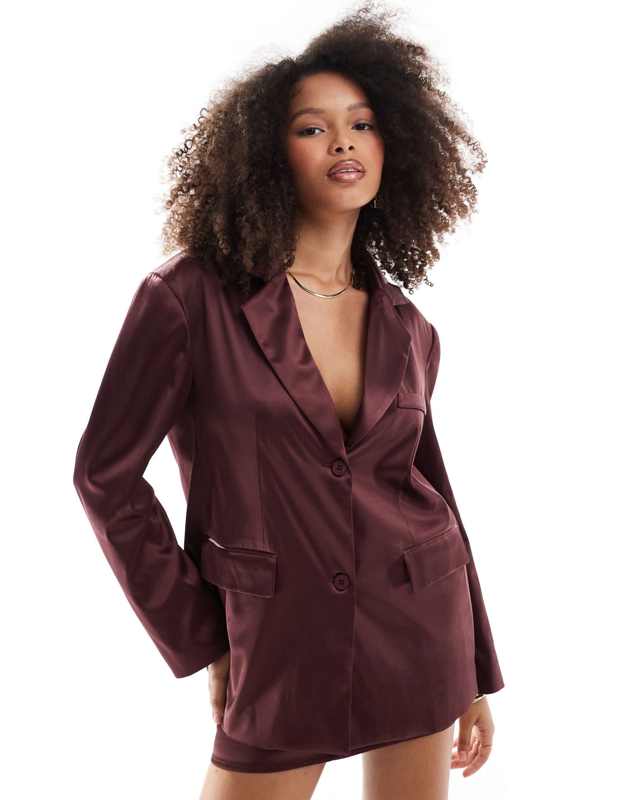 Pretty Lavish oversized premium blazer co ord in burgundy - ASOS Sample Sale