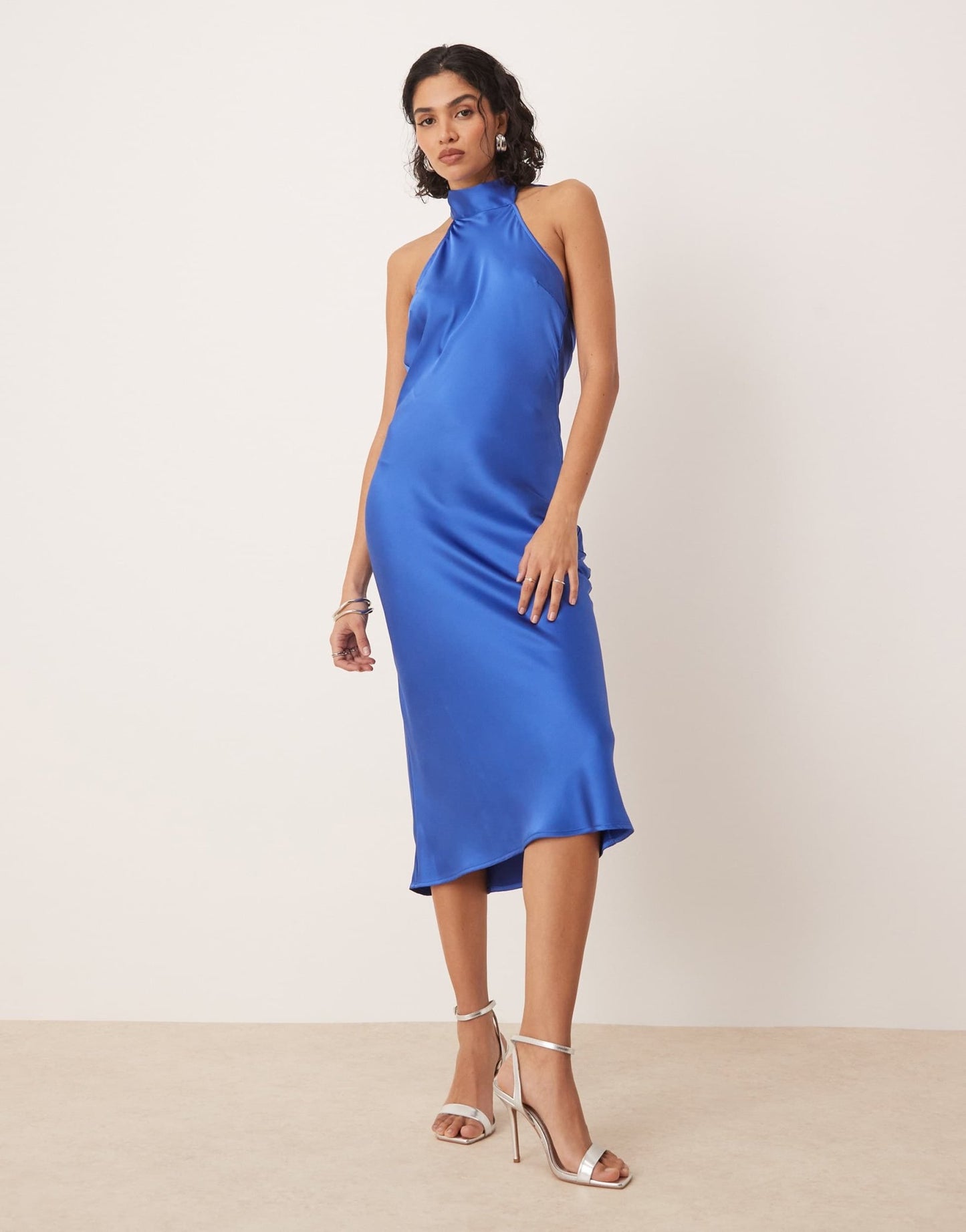 Pretty Lavish Raleigh cowl back midaxi satin dress in blue - ASOS Sample Sale