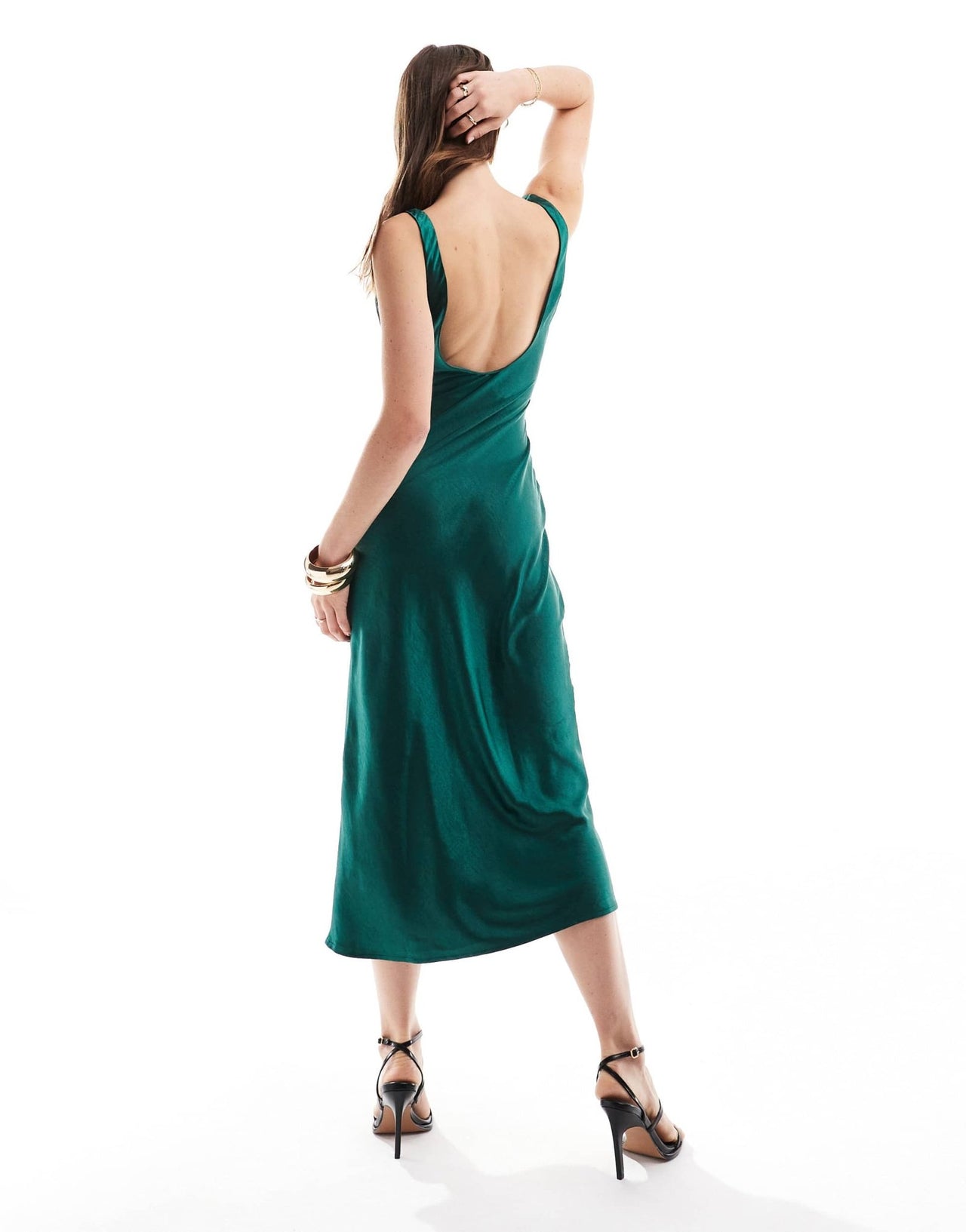 Pretty Lavish satin midi dress in emerald - ASOS Sample Sale